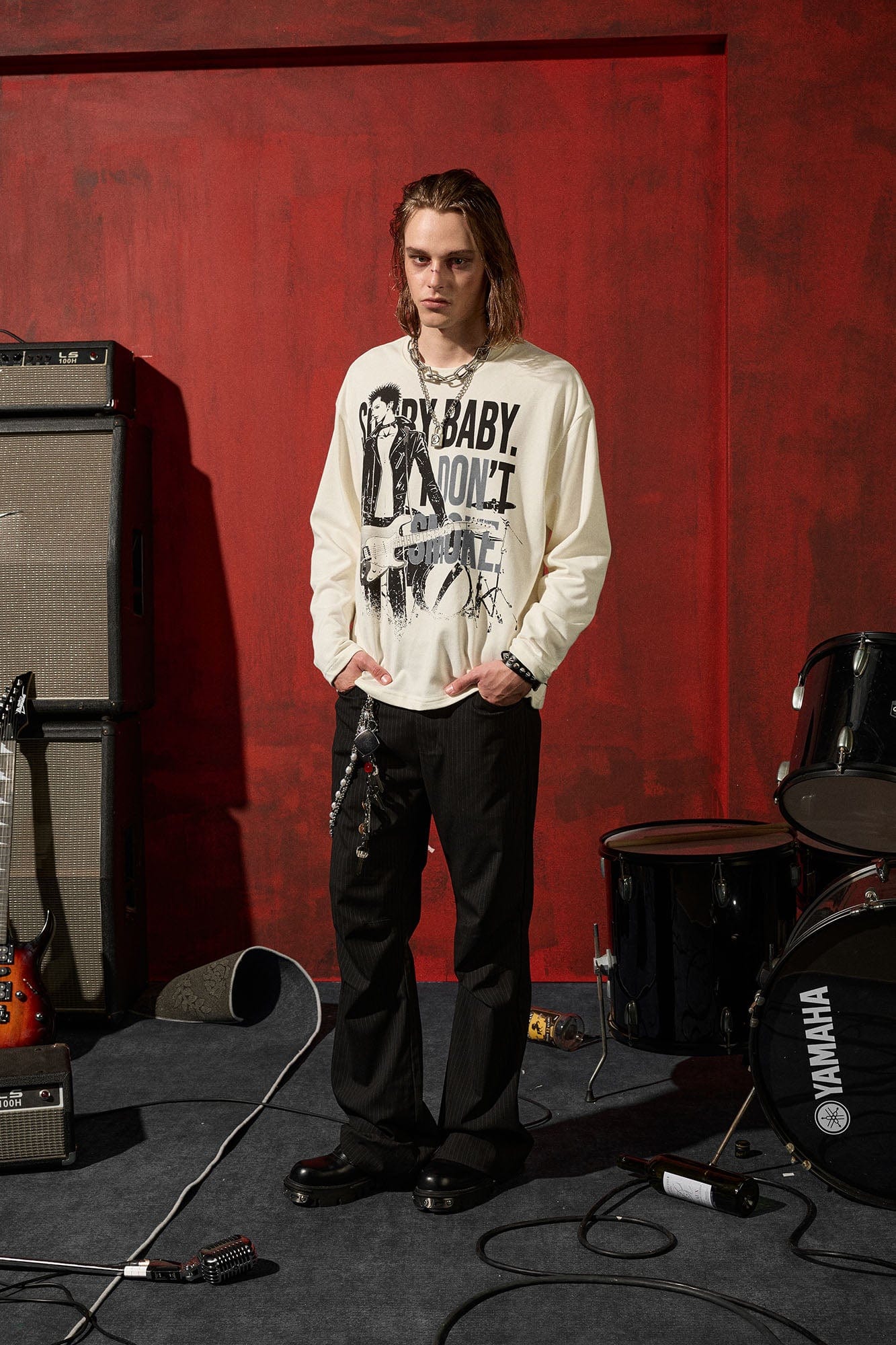 DONSMOKE ¡Á NANA Punk Band Graphic Long-Sleeve Tee-L/S Tee-S-Ren Honjo-Free Shipping Leatheretro