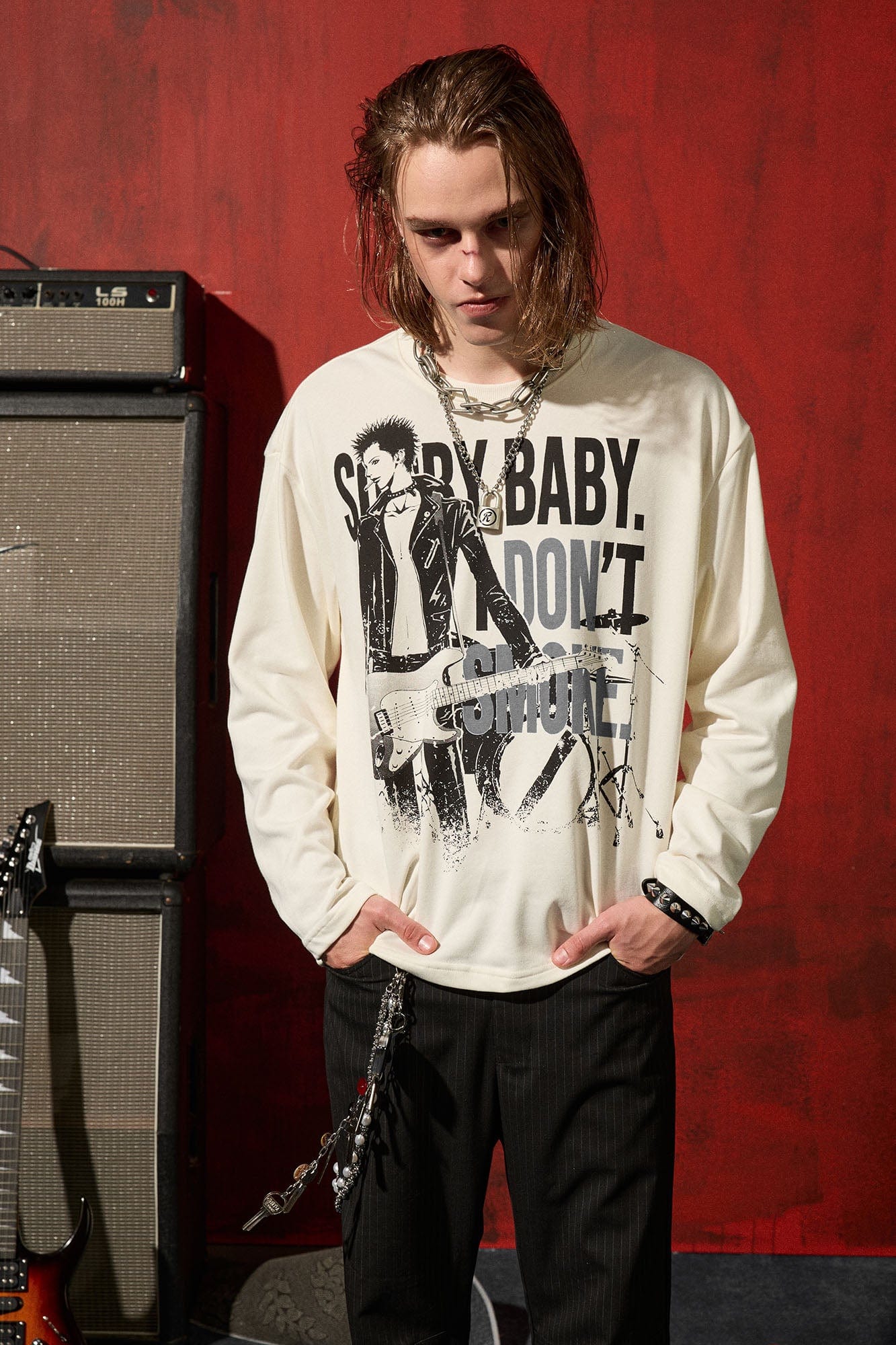 DONSMOKE ¡Á NANA Punk Band Graphic Long-Sleeve Tee-L/S Tee-S-Ren Honjo-Free Shipping Leatheretro