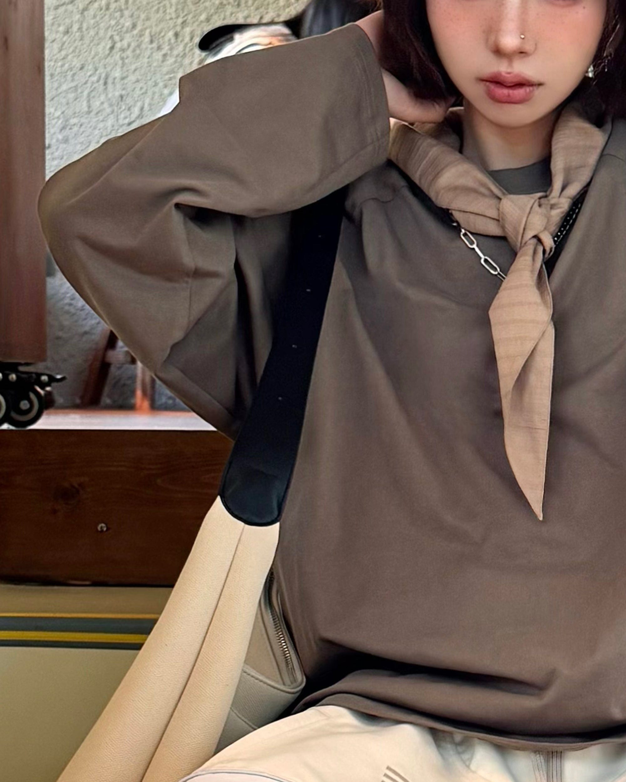 RELABEL Deconstructed Scarf Long-Sleeve Tee-L/S Tee-XS-Yellow-Free Shipping Leatheretro