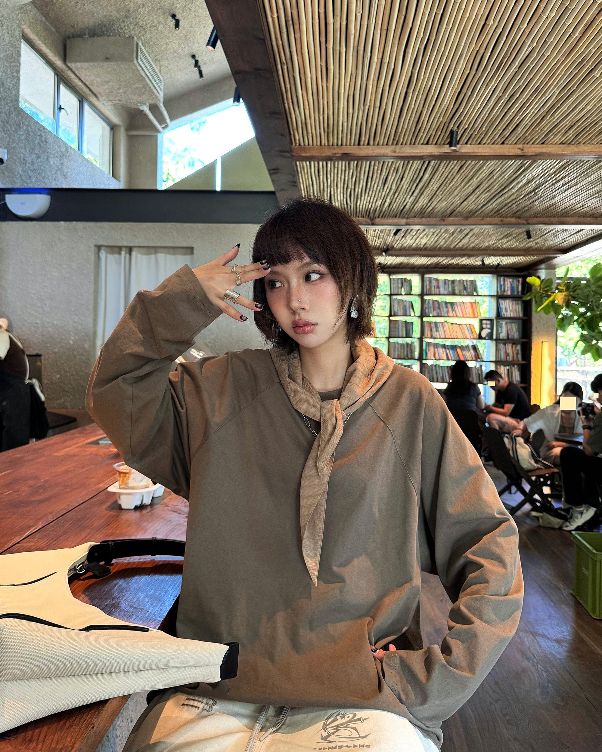 RELABEL Deconstructed Scarf Long-Sleeve Tee-L/S Tee-XS-Yellow-Free Shipping Leatheretro