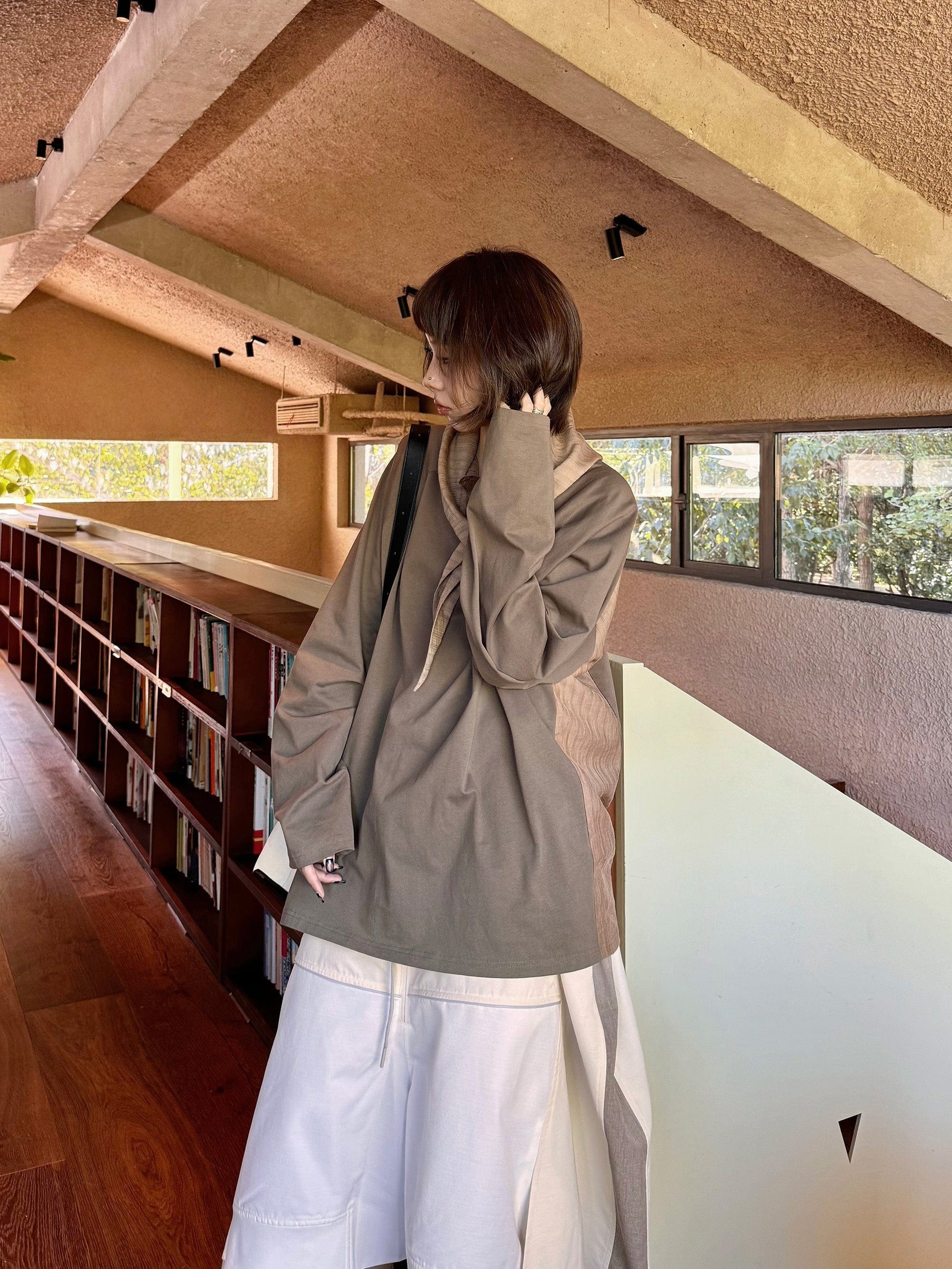 RELABEL Deconstructed Scarf Long-Sleeve Tee-L/S Tee-XS-Yellow-Free Shipping Leatheretro