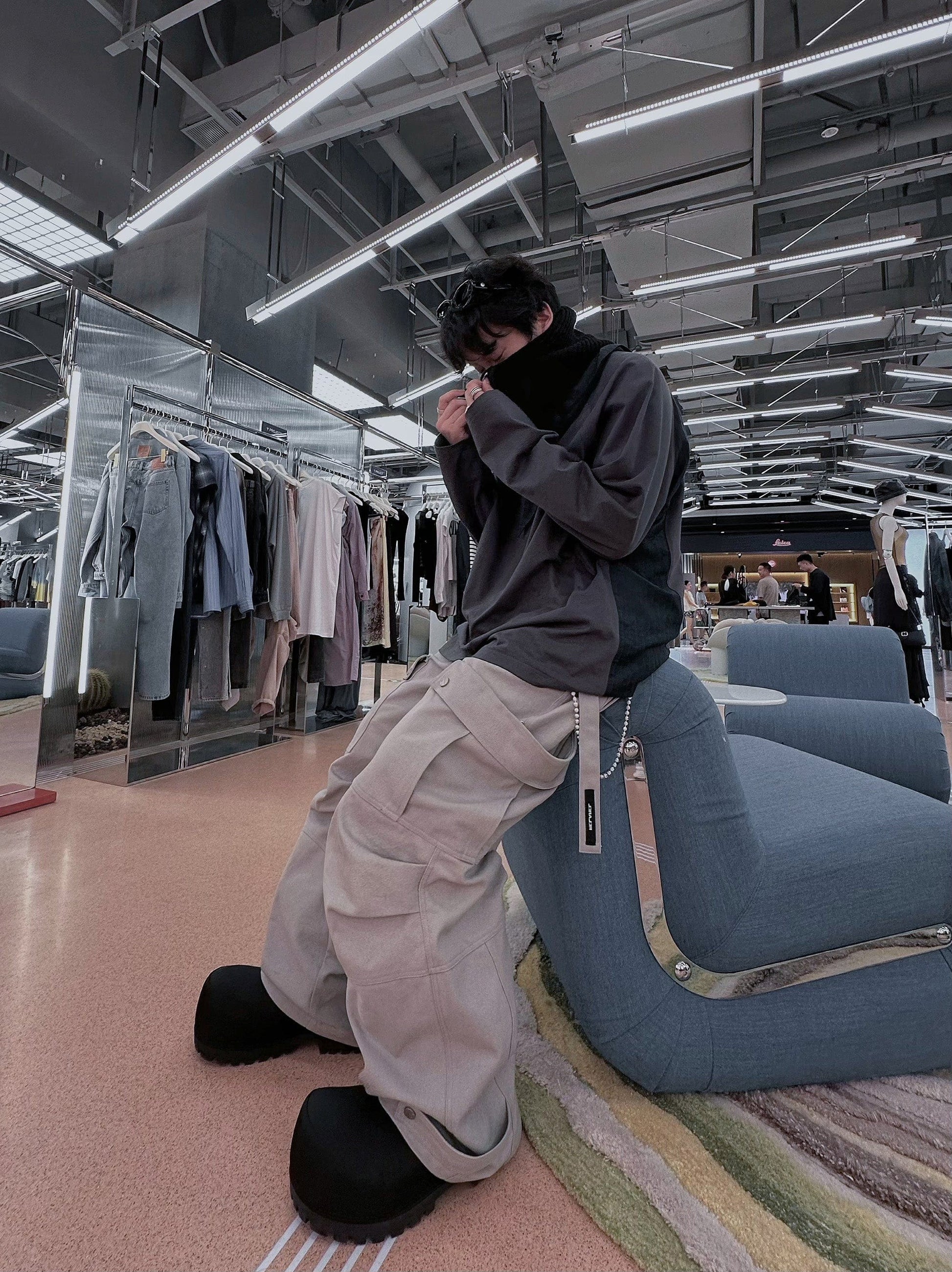 RELABEL Deconstructed Scarf Long-Sleeve Tee-L/S Tee-XS-Yellow-Free Shipping Leatheretro