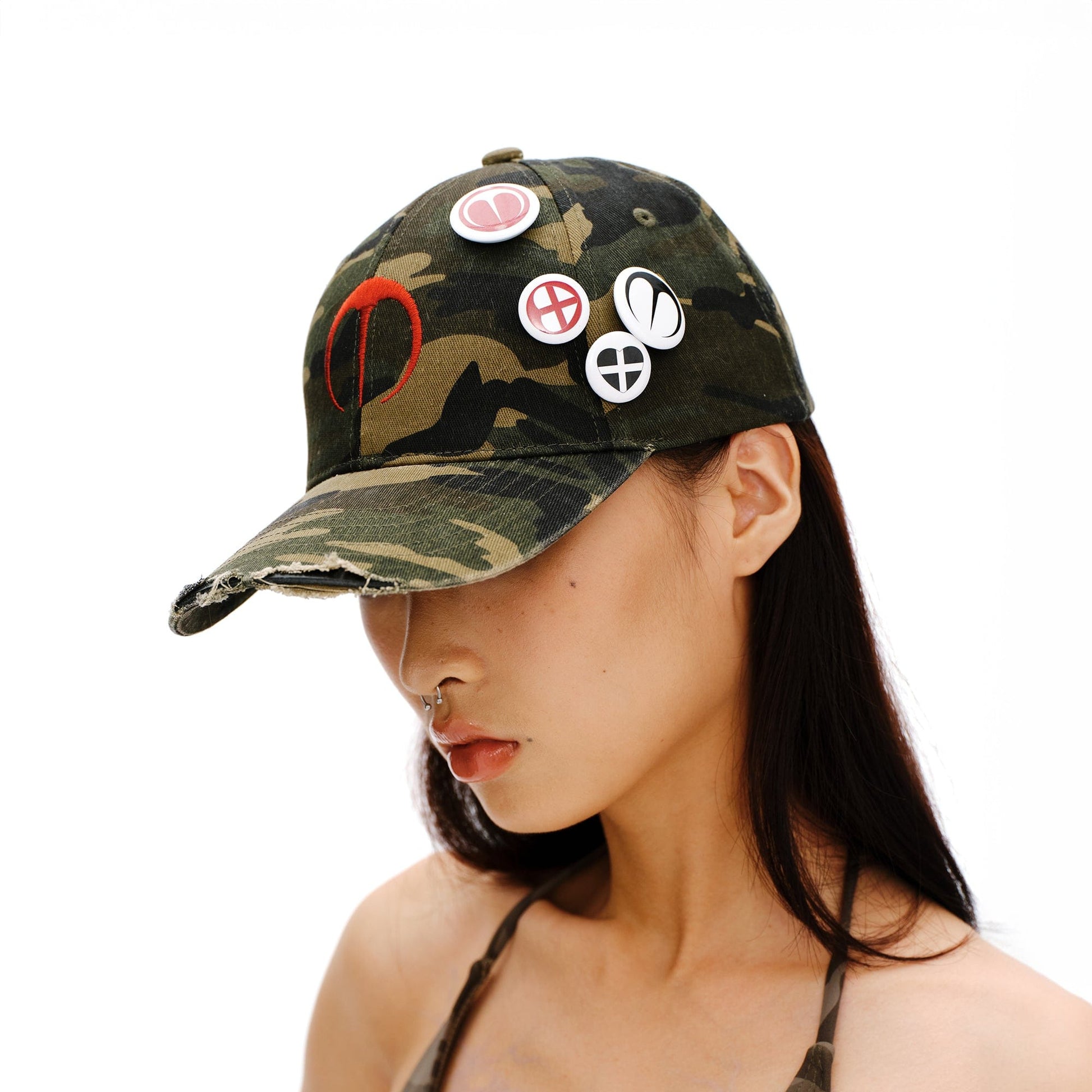 SCHWARZGOLD Distressed Camo Badge Cap-Hat, Cap, Beanie-One Size-Free Shipping Leatheretro