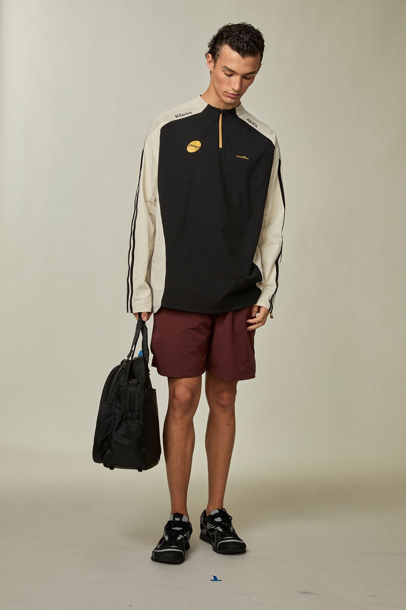 UMAMIISM Contrast Half-Zip Quick-Dry Training Jersey-L/S Tee-XS-Dark Gray-Free Shipping Leatheretro