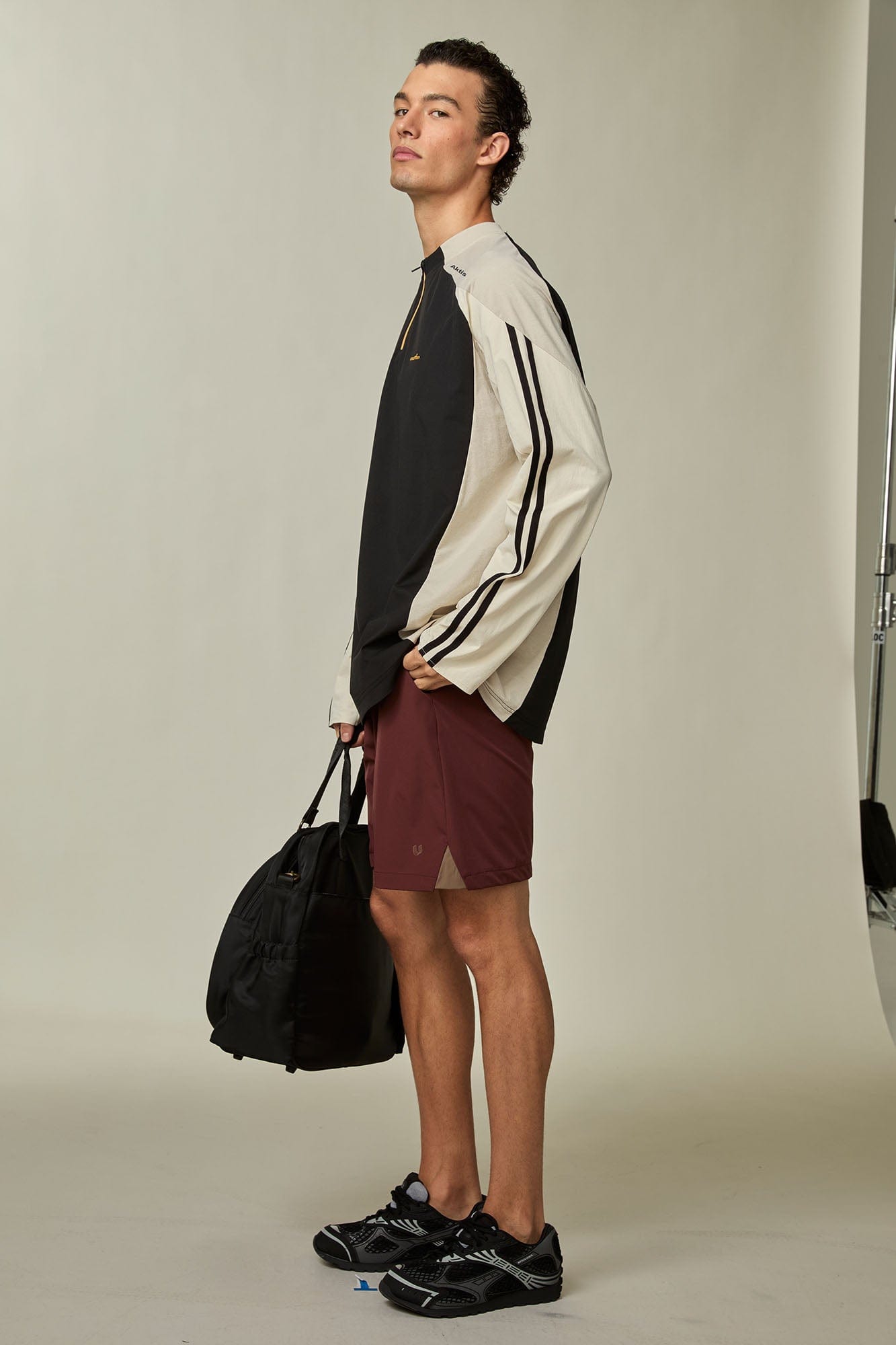 UMAMIISM Contrast Half-Zip Quick-Dry Training Jersey-L/S Tee-XS-Dark Gray-Free Shipping Leatheretro