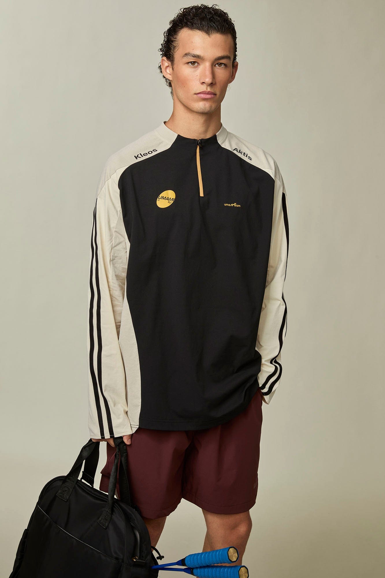 UMAMIISM Contrast Half-Zip Quick-Dry Training Jersey-L/S Tee-XS-Dark Gray-Free Shipping Leatheretro