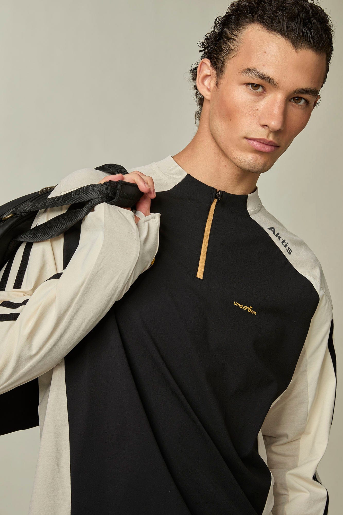 UMAMIISM Contrast Half-Zip Quick-Dry Training Jersey-L/S Tee-XS-Dark Gray-Free Shipping Leatheretro