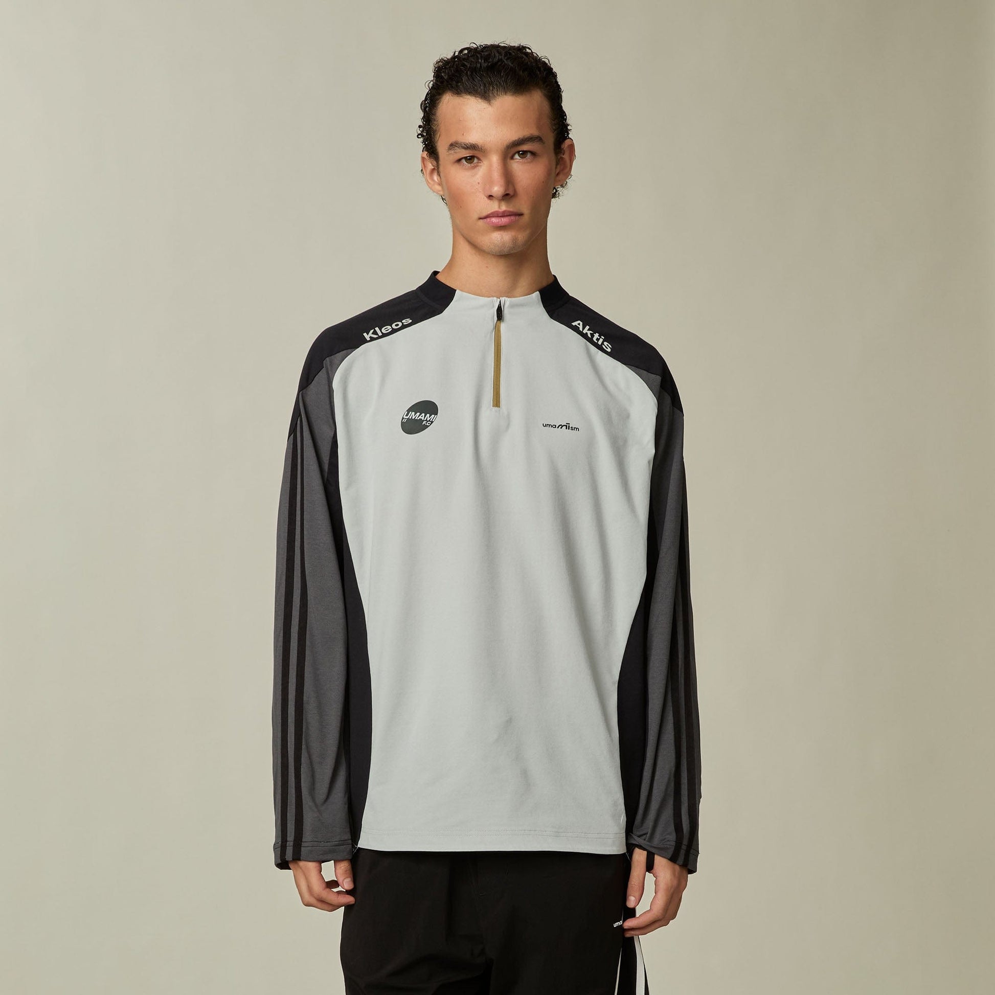 UMAMIISM Contrast Half-Zip Quick-Dry Training Jersey-L/S Tee-XS-Dark Gray-Free Shipping Leatheretro