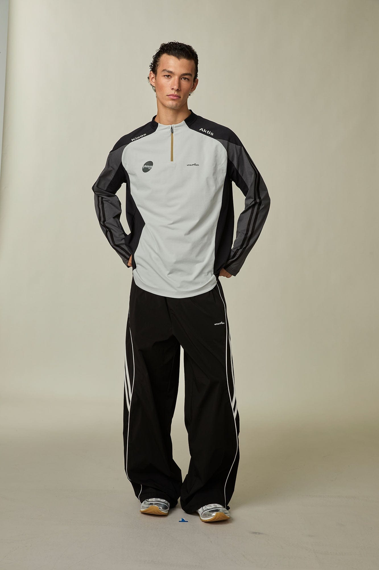 UMAMIISM Contrast Half-Zip Quick-Dry Training Jersey-L/S Tee-XS-Dark Gray-Free Shipping Leatheretro