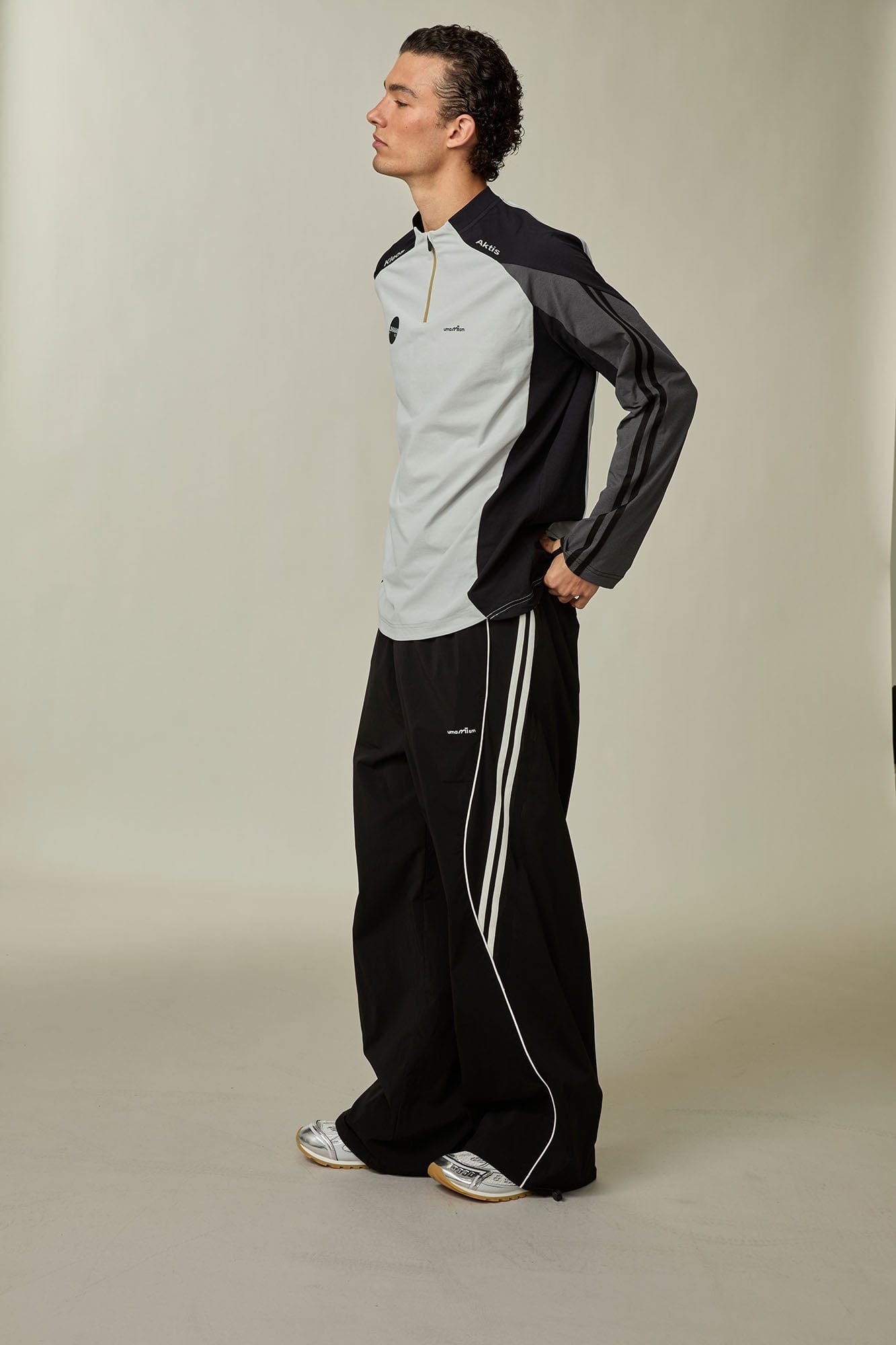 UMAMIISM Contrast Half-Zip Quick-Dry Training Jersey-L/S Tee-XS-Dark Gray-Free Shipping Leatheretro