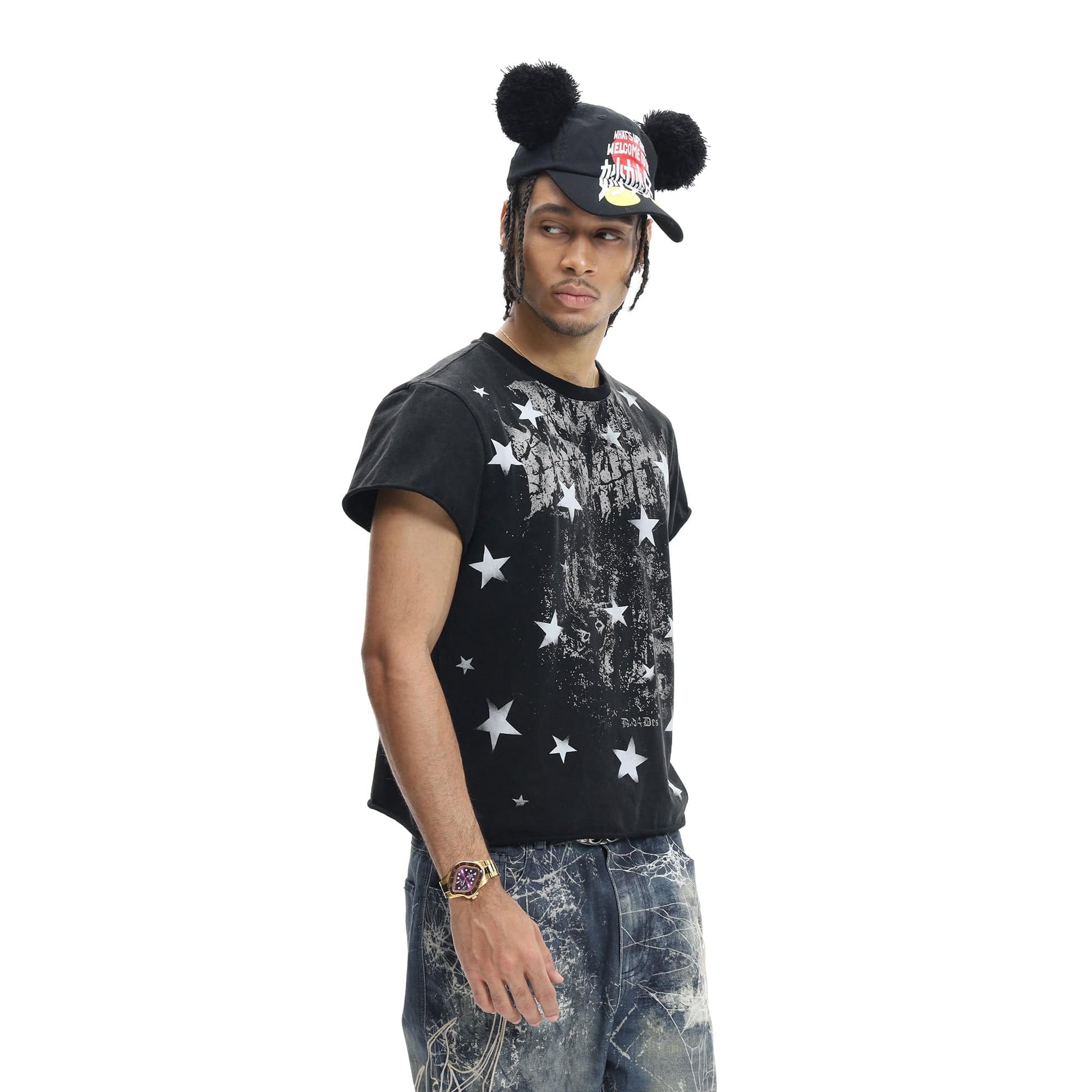 DND4DES Distressed Punk Star T-Shirt-T Shirt-S-Free Shipping Leatheretro