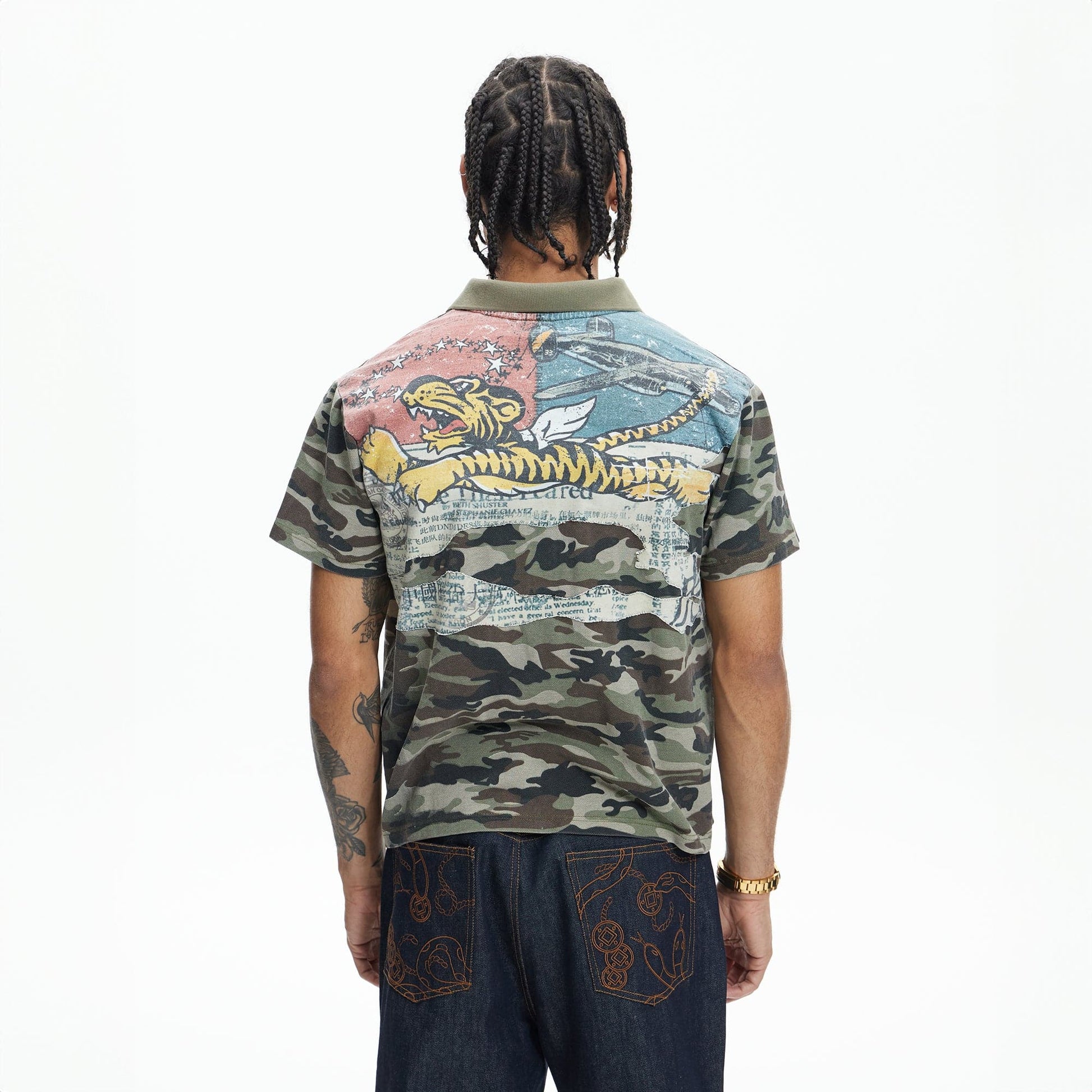 DND4DES Camo Flying Tiger Polo T-Shirt-T Shirt-S-Green-Free Shipping Leatheretro