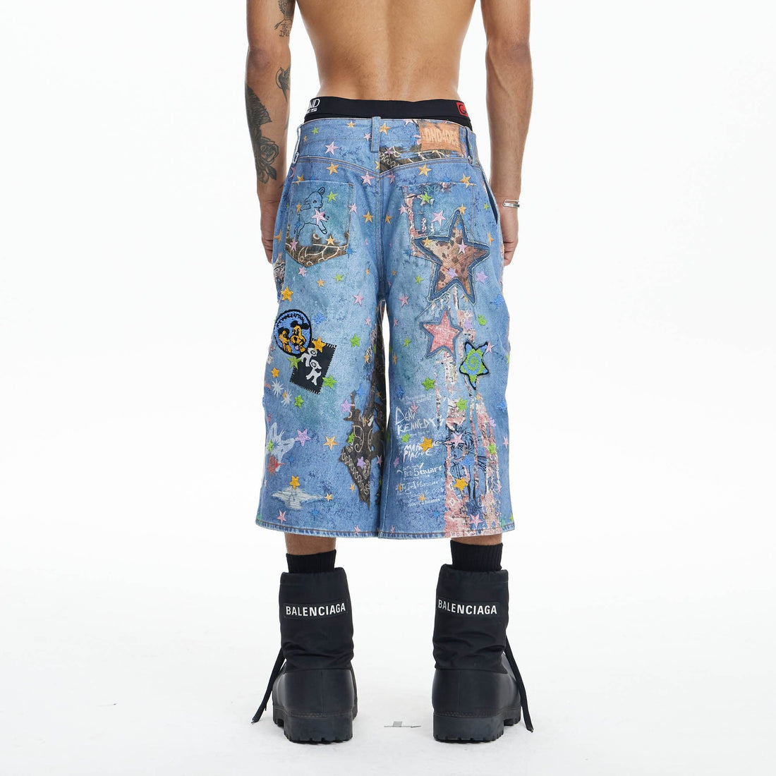 DND4DES Star Graffiti Patchwork Cartoon Denim Oversized Shorts-Shorts-XS-Free Shipping Leatheretro