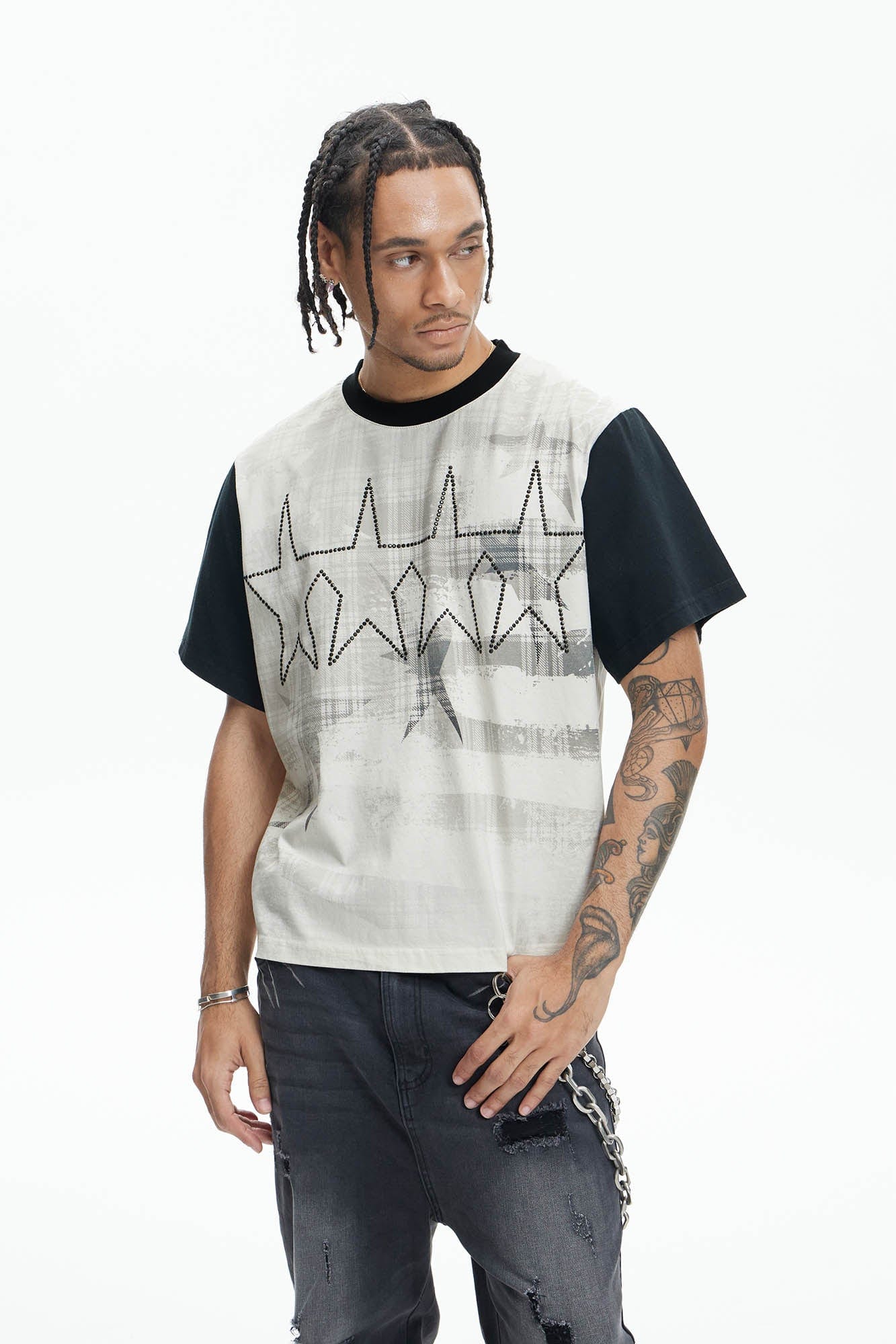 DND4DES Diamond Star Contrast T-Shirt-T Shirt-S-Free Shipping Leatheretro