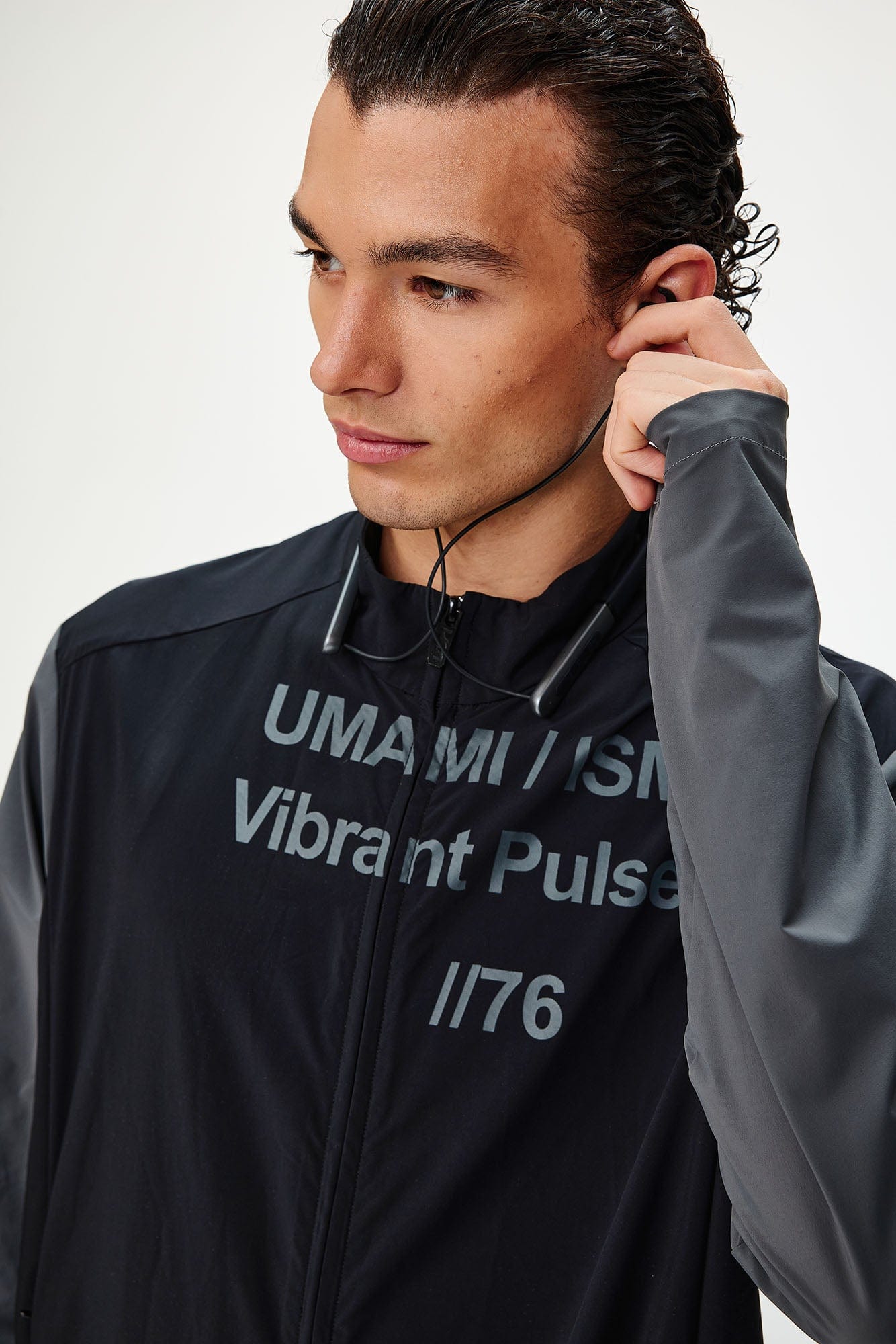UMAMIISM Slogan Contrast Sleeve Mock Neck UV Protection Jacket-Jacket-XS-Black-Free Shipping Leatheretro