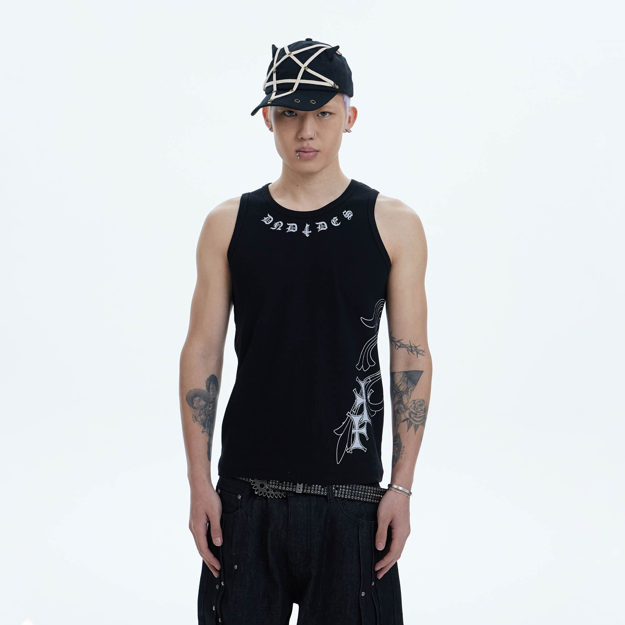 DND4DES Cross Graphic Tank Top-Tank Top-S-Black-Free Shipping Leatheretro