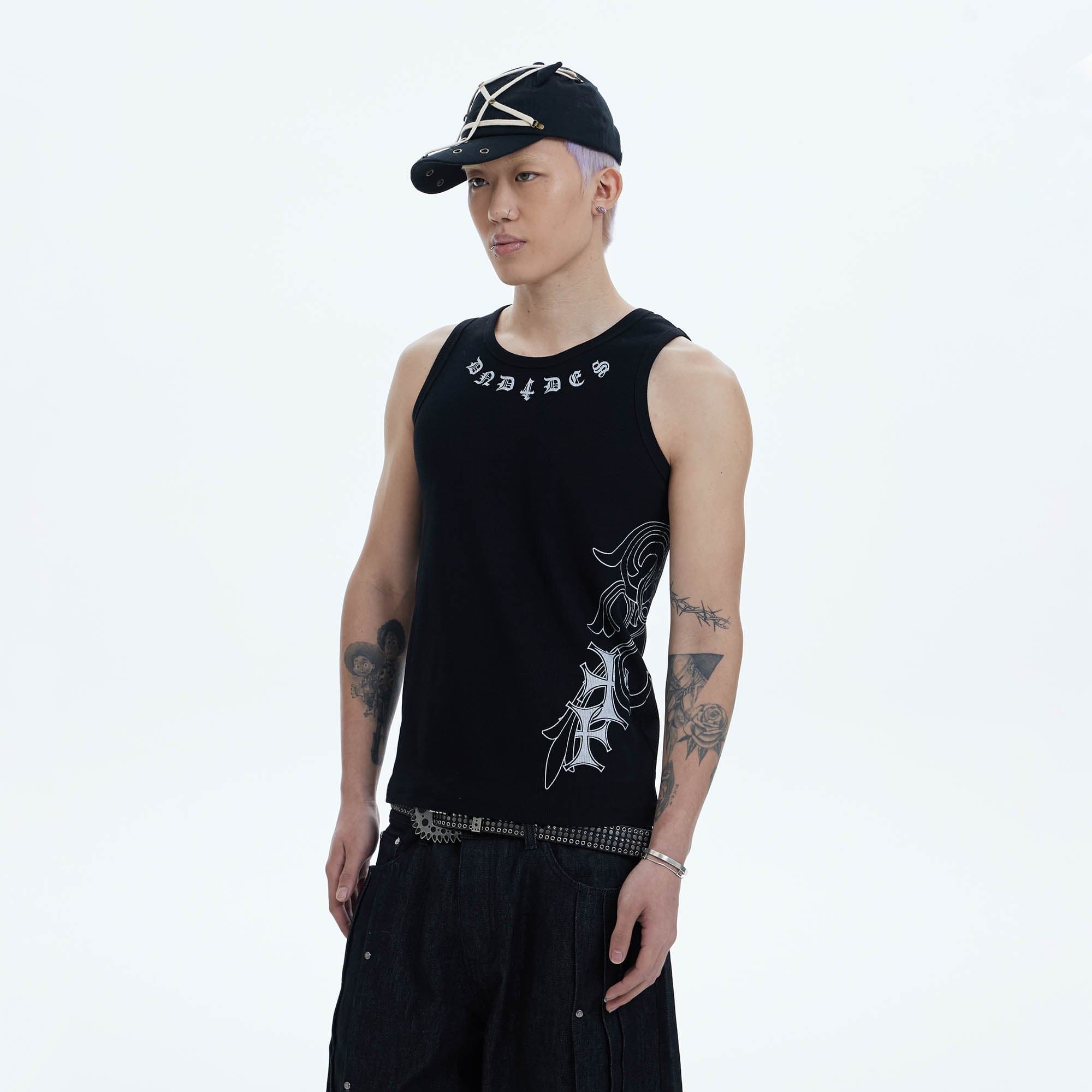 DND4DES Cross Graphic Tank Top-Tank Top-S-Black-Free Shipping Leatheretro