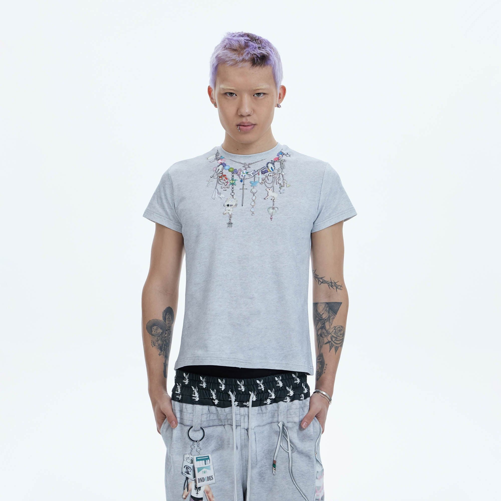 DND4DES Layered-Chain Graphic T-Shirt-T Shirt-S-White-Free Shipping Leatheretro