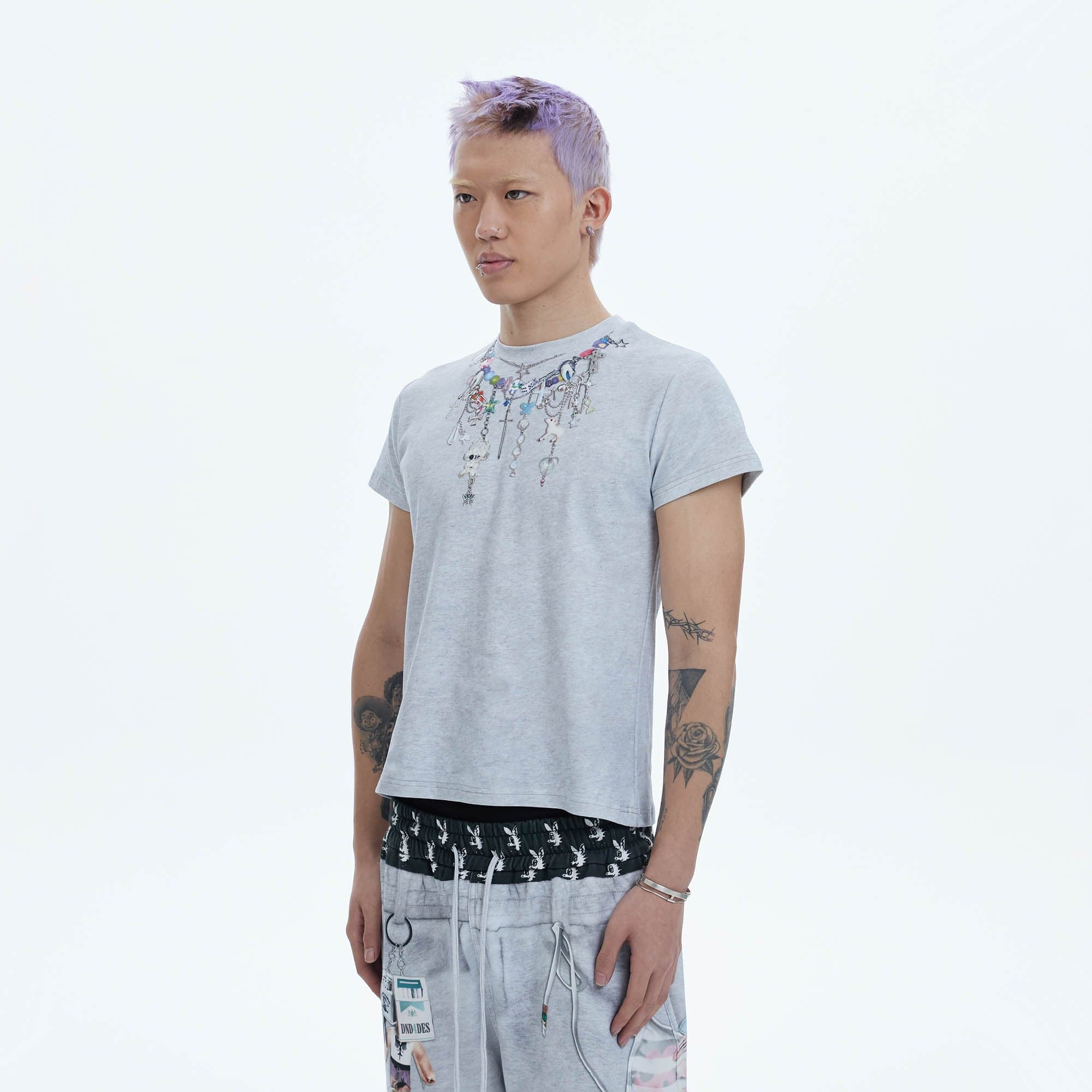 DND4DES Layered-Chain Graphic T-Shirt-T Shirt-S-White-Free Shipping Leatheretro