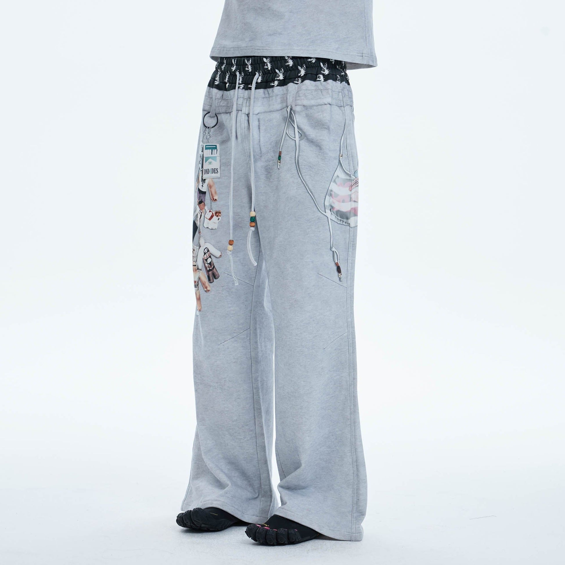 DND4DES Doll Charm Graphic Double-Waist Sweatpants-Pants-S-Free Shipping Leatheretro