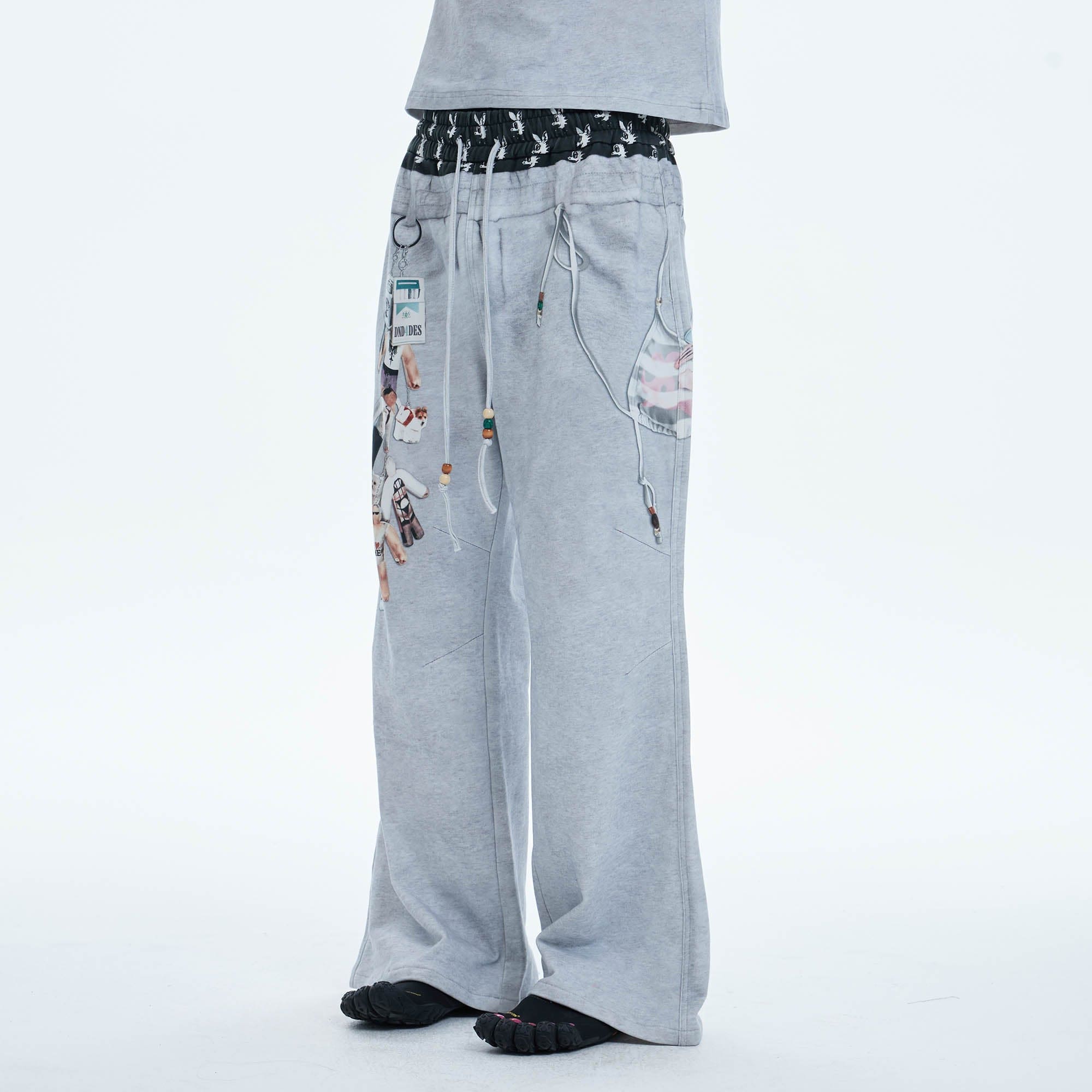 DND4DES Doll Charm Graphic Double-Waist Sweatpants-Pants-S-Free Shipping Leatheretro