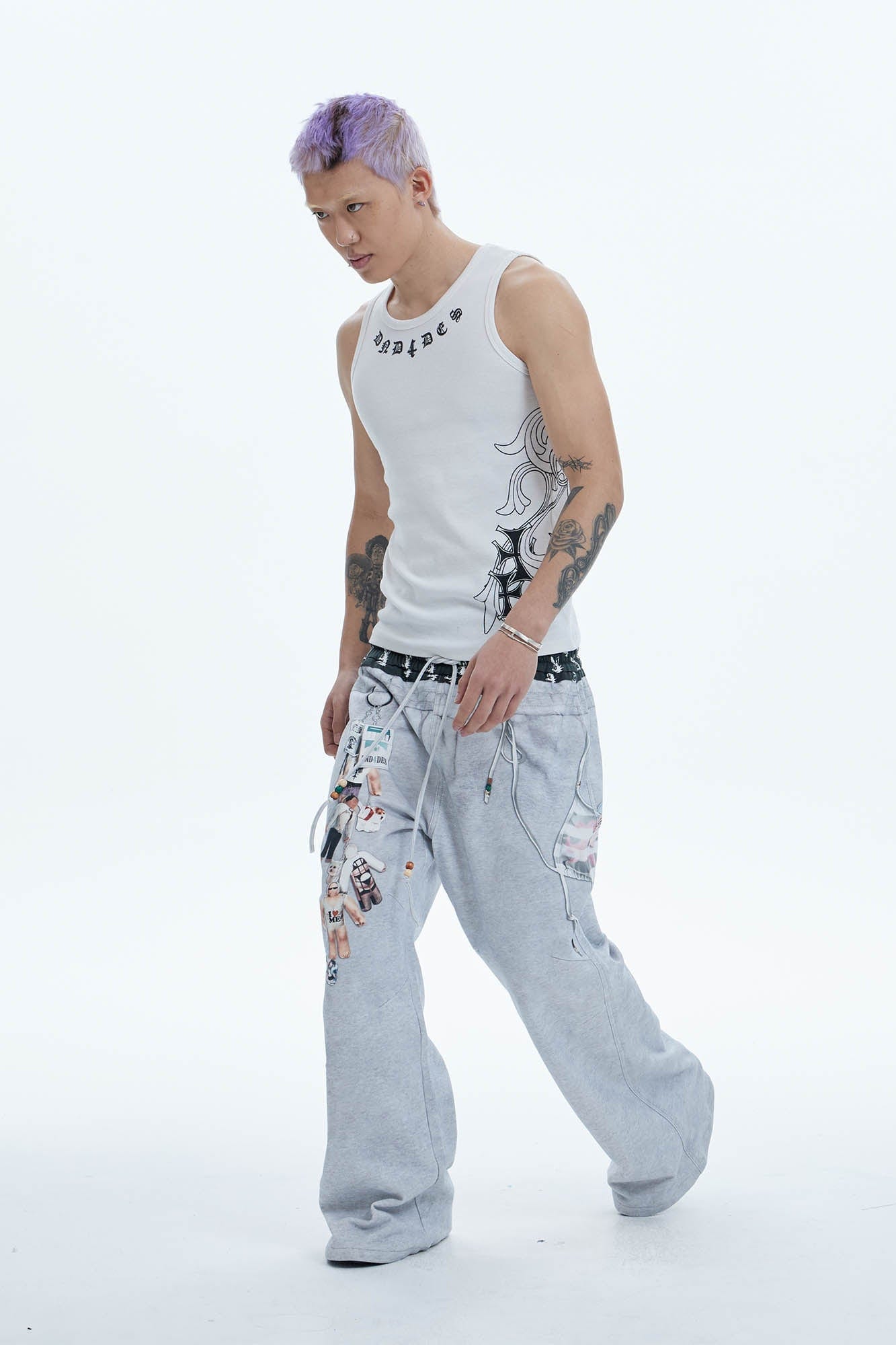 DND4DES Doll Charm Graphic Double-Waist Sweatpants-Pants-S-Free Shipping Leatheretro