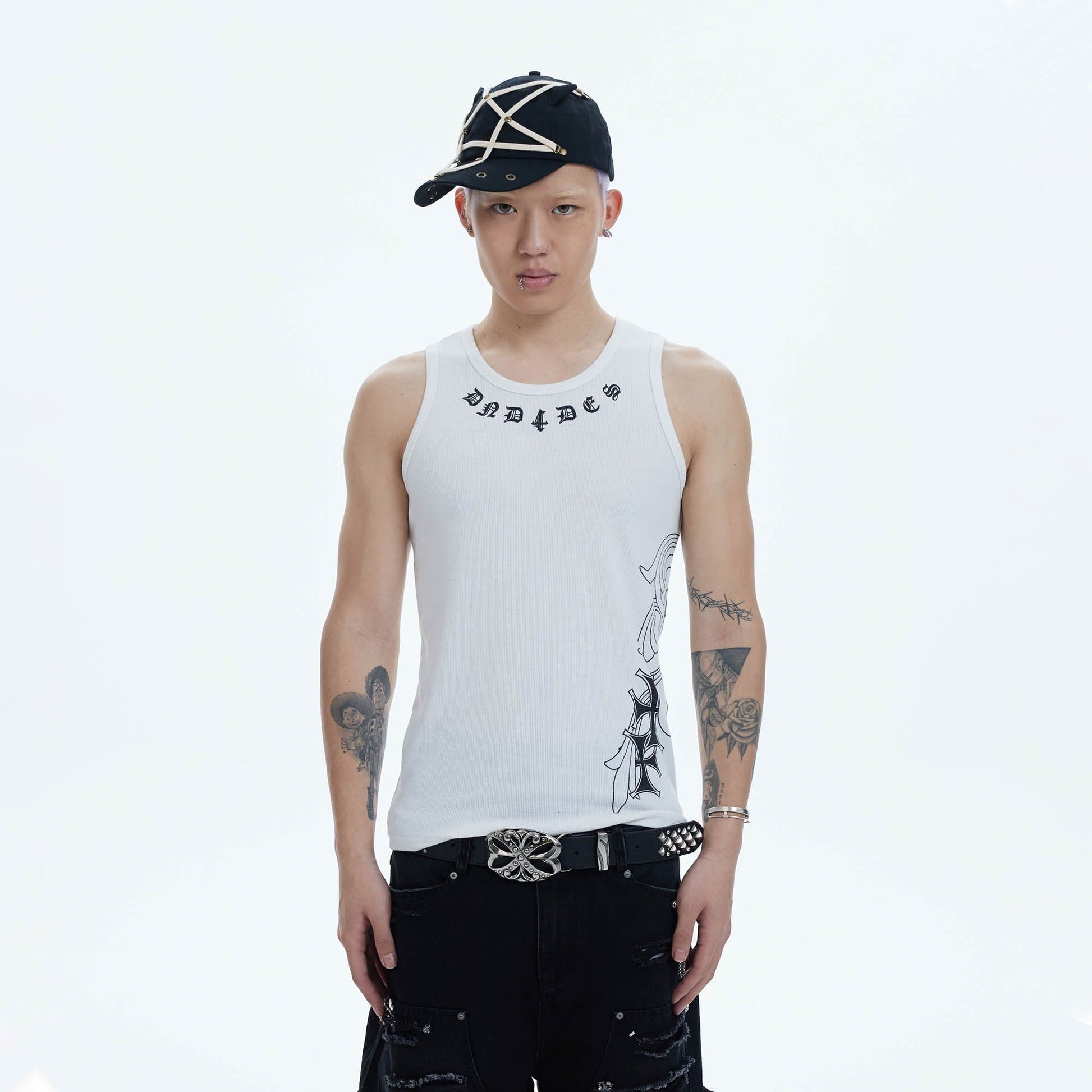 DND4DES Cross Graphic Tank Top-Tank Top-S-Black-Free Shipping Leatheretro