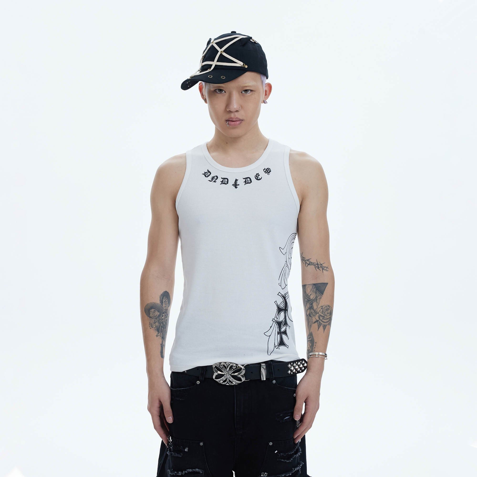 DND4DES Cross Graphic Tank Top-Tank Top-S-Black-Free Shipping Leatheretro