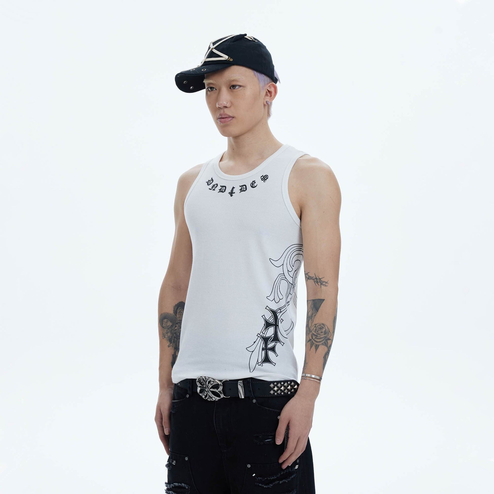 DND4DES Cross Graphic Tank Top-Tank Top-S-Black-Free Shipping Leatheretro