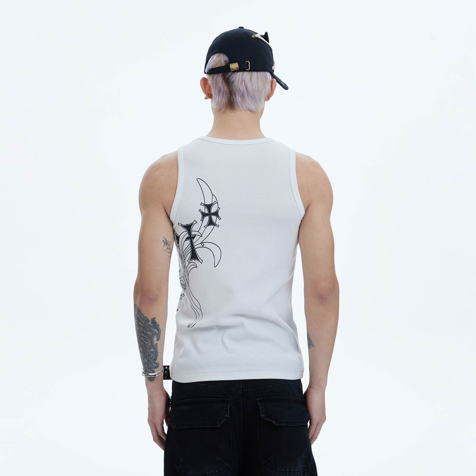 DND4DES Cross Graphic Tank Top-Tank Top-S-Black-Free Shipping Leatheretro