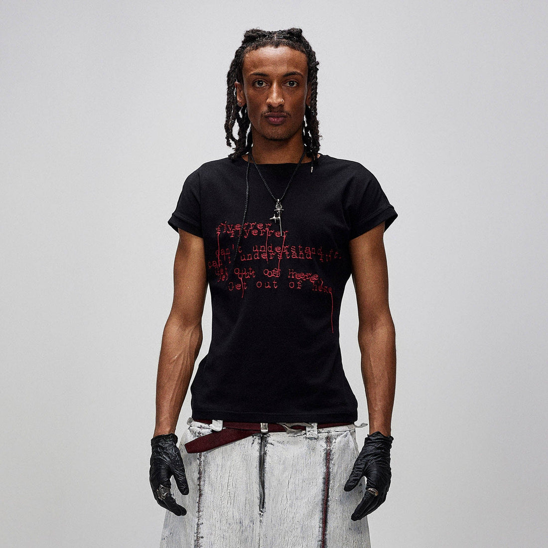 FLYERRER Distorted Lettering Graphic T-Shirt-T Shirt-XS-Free Shipping Leatheretro