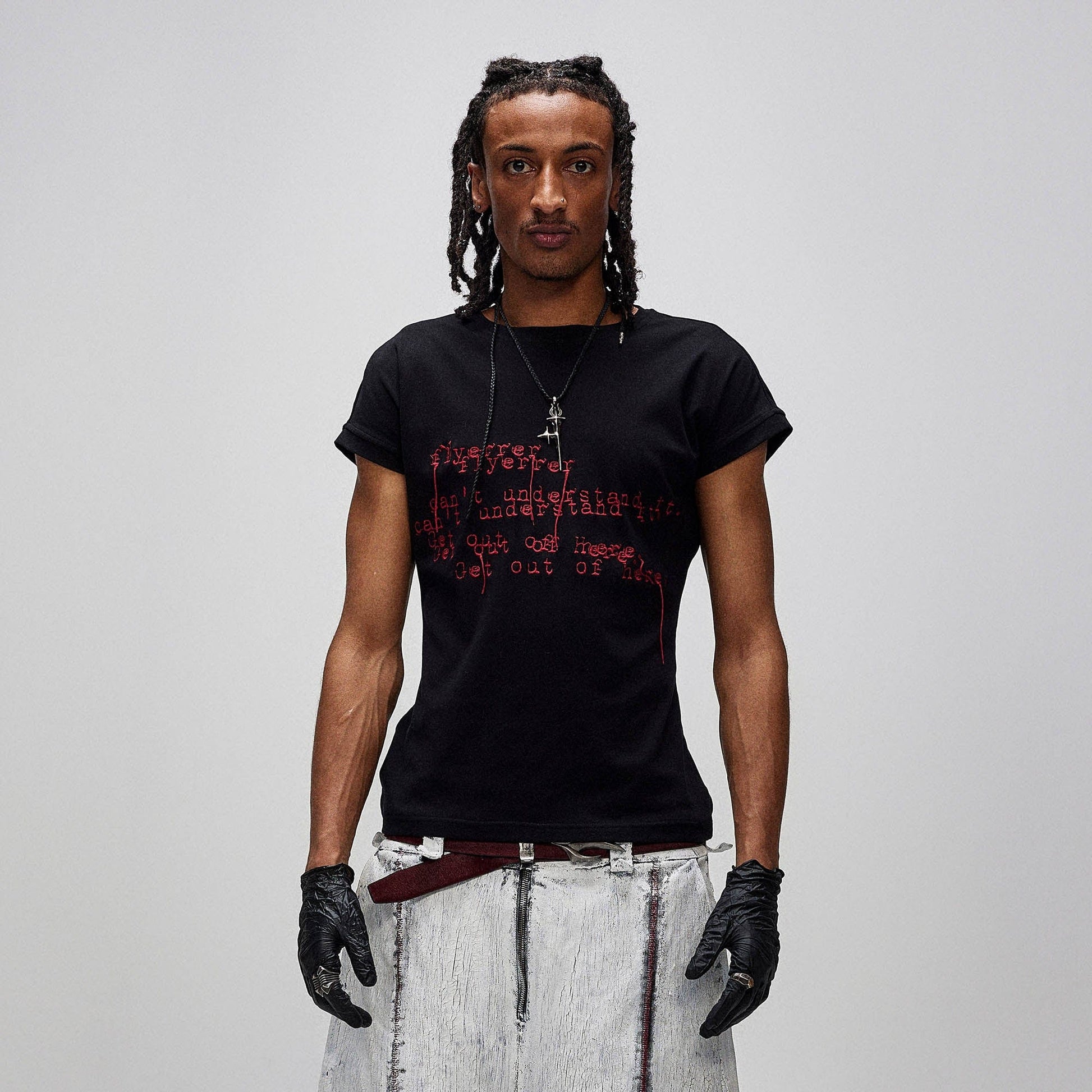 FLYERRER Distorted Lettering Graphic T-Shirt-T Shirt-XS-Free Shipping Leatheretro