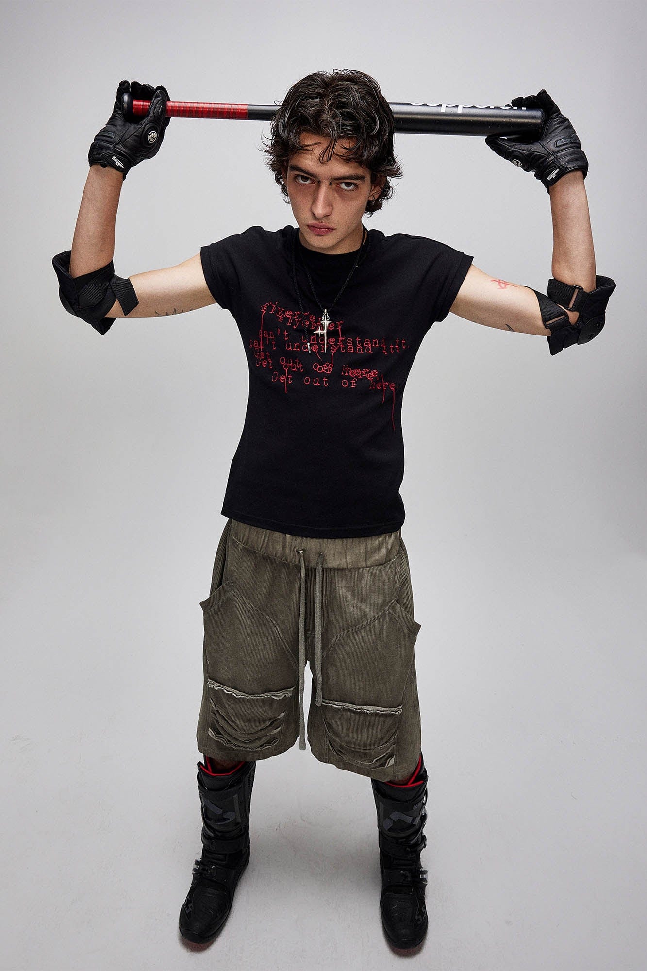 FLYERRER Distorted Lettering Graphic T-Shirt-T Shirt-XS-Free Shipping Leatheretro