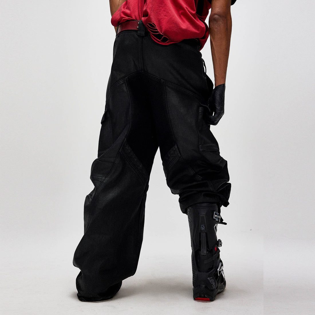 FLYERRER Dual-Waist Waxed Arc-Spliced Cargo Pants-Pants-S-Free Shipping Leatheretro