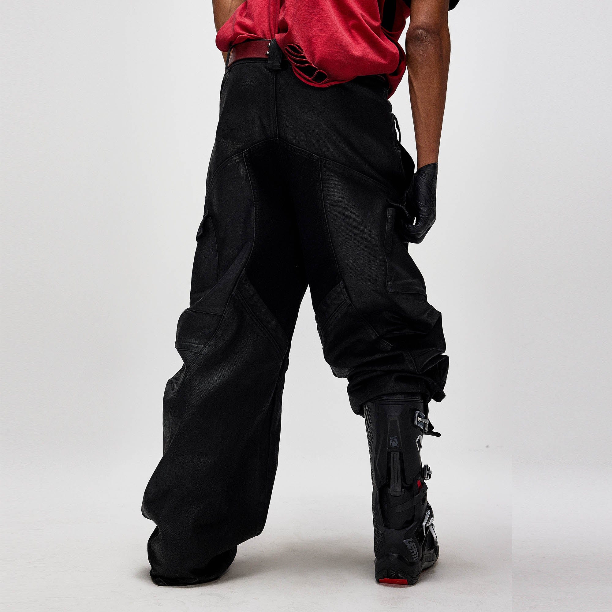 FLYERRER Dual-Waist Waxed Arc-Spliced Cargo Pants-Pants-S-Free Shipping Leatheretro