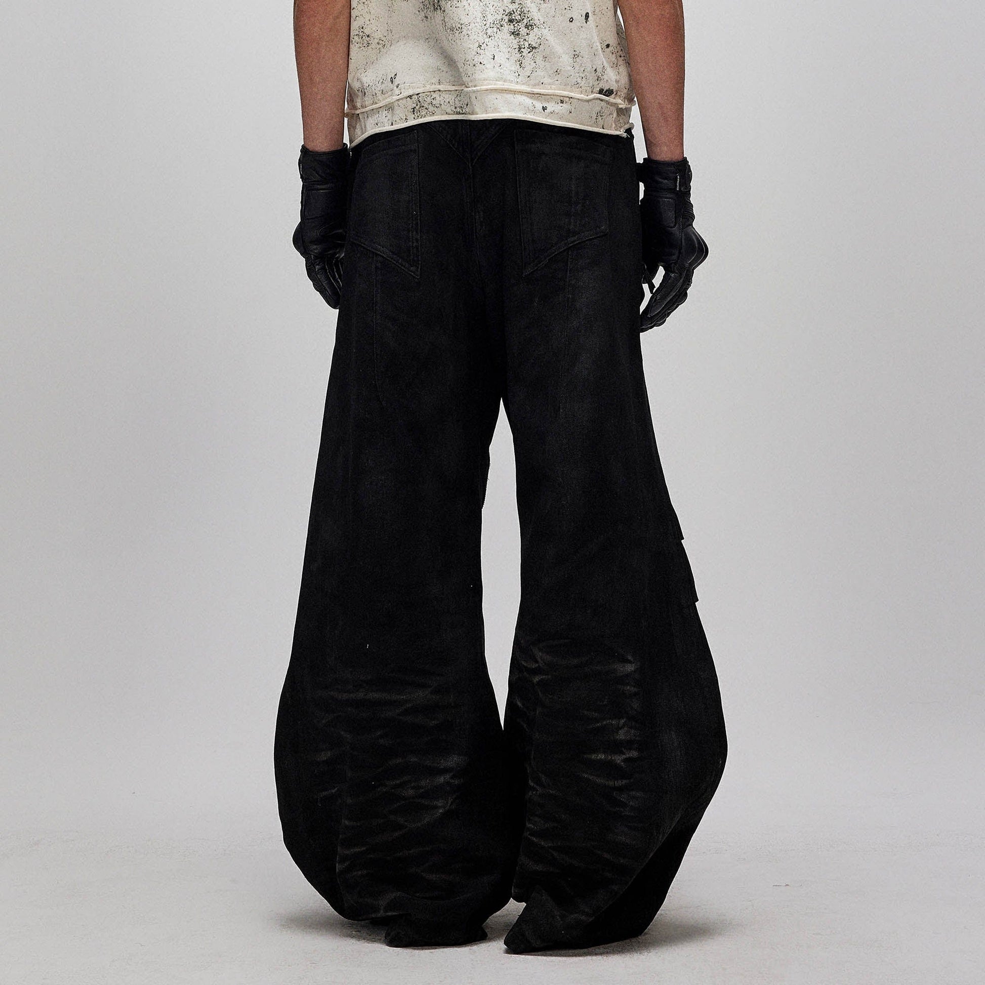 FLYERRER Distressed Waxed Zipper-Paneled Scimitar Pants-Pants-S-Free Shipping Leatheretro