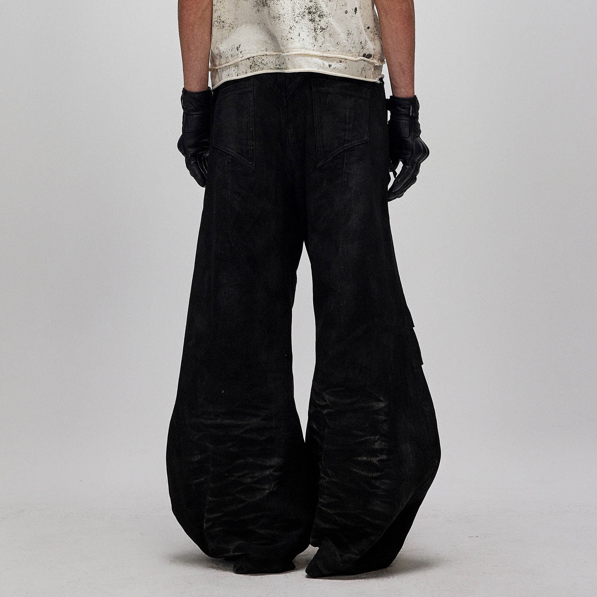 FLYERRER Distressed Waxed Zipper-Paneled Scimitar Pants-Pants-S-Free Shipping Leatheretro