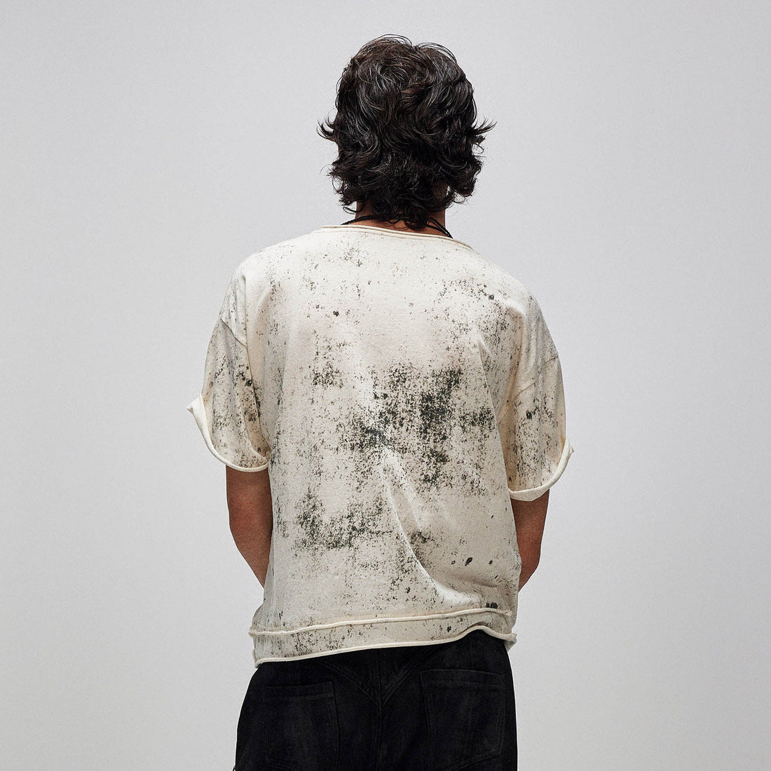 FLYERRER Grunge Brush-Stained Raw Hem T-Shirt-T Shirt-S (Preorder)-Free Shipping Leatheretro