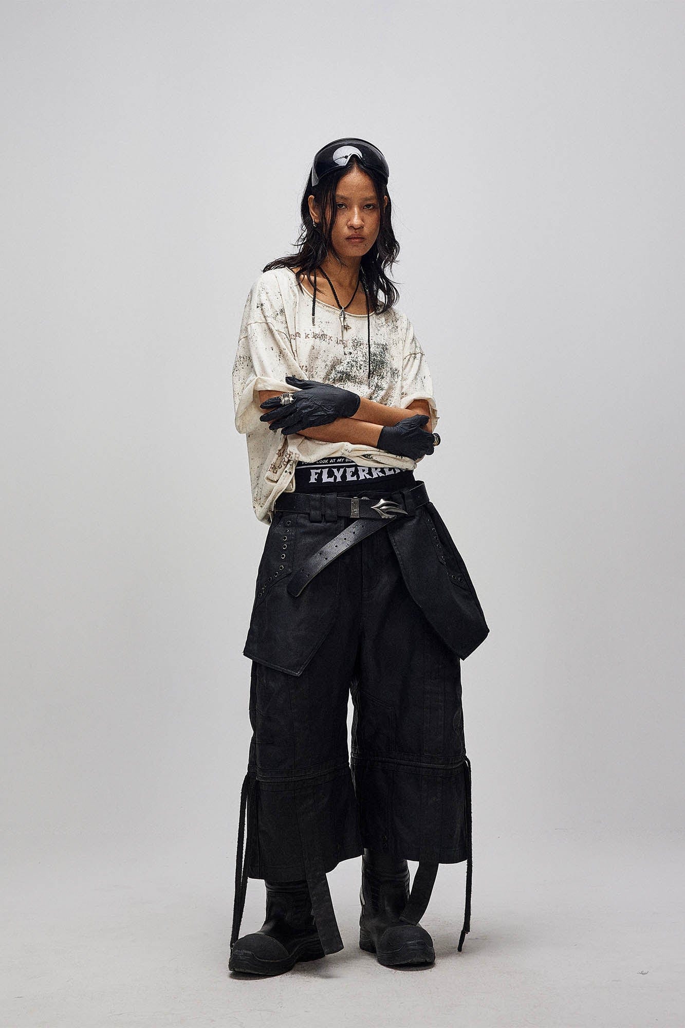 FLYERRER Grunge Brush-Stained Raw Hem T-Shirt-T Shirt-S (Preorder)-Free Shipping Leatheretro