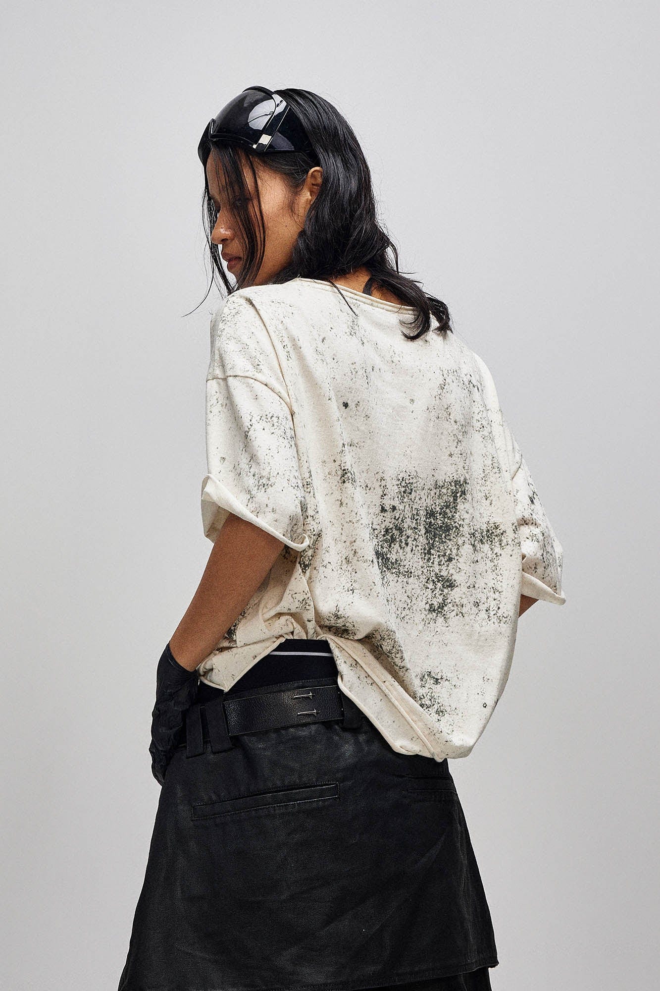 FLYERRER Grunge Brush-Stained Raw Hem T-Shirt-T Shirt-S (Preorder)-Free Shipping Leatheretro