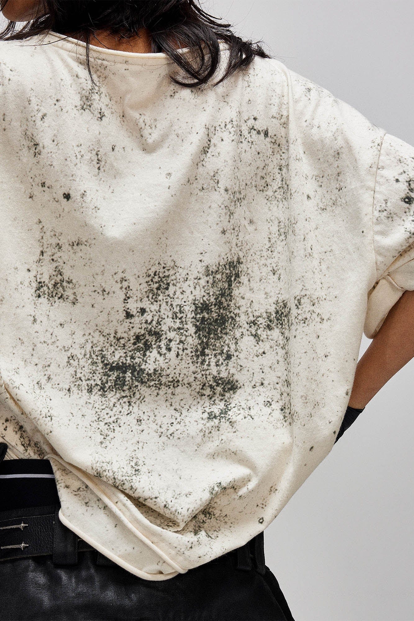 FLYERRER Grunge Brush-Stained Raw Hem T-Shirt-T Shirt-S (Preorder)-Free Shipping Leatheretro