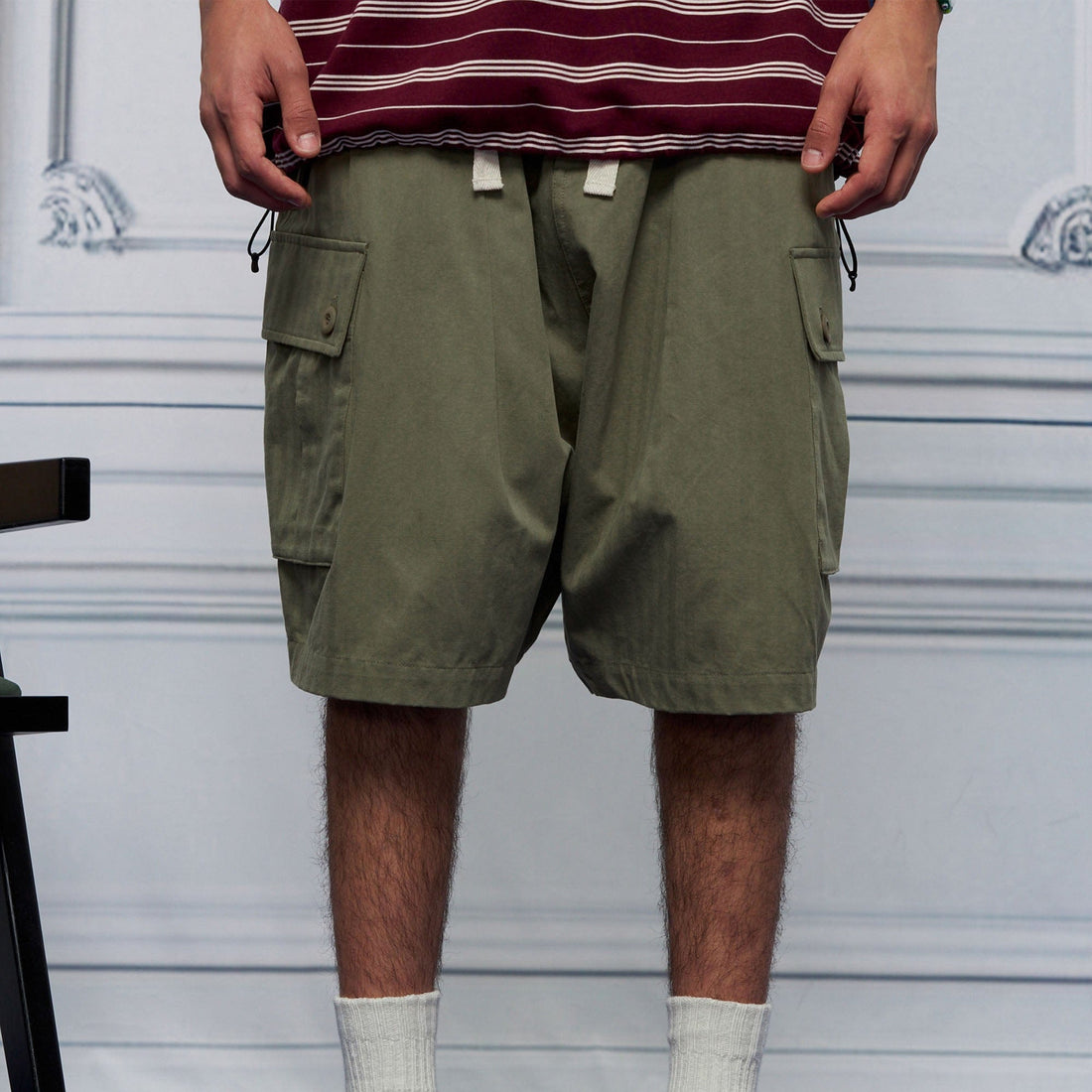 UNLIMITED MOTE Multi-Pocket Drawstring Cargo Shorts-Shorts-S-Green-Free Shipping Leatheretro