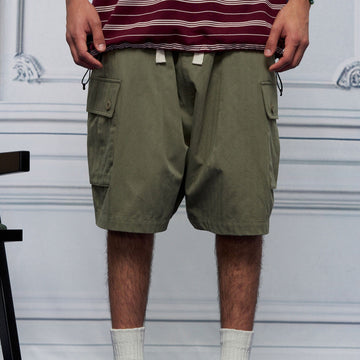 UNLIMITED MOTE Multi-Pocket Drawstring Cargo Shorts-Shorts-S-Green-Free Shipping Leatheretro