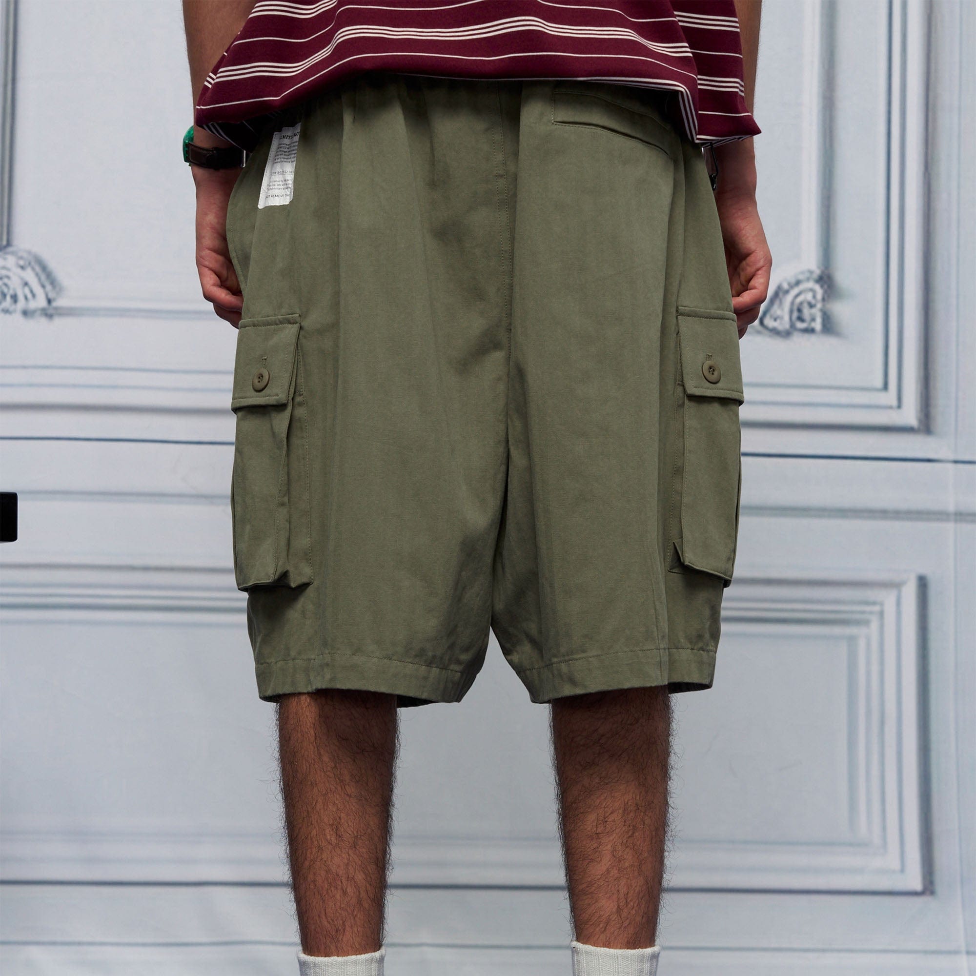 UNLIMITED MOTE Multi-Pocket Drawstring Cargo Shorts-Shorts-S-Green-Free Shipping Leatheretro