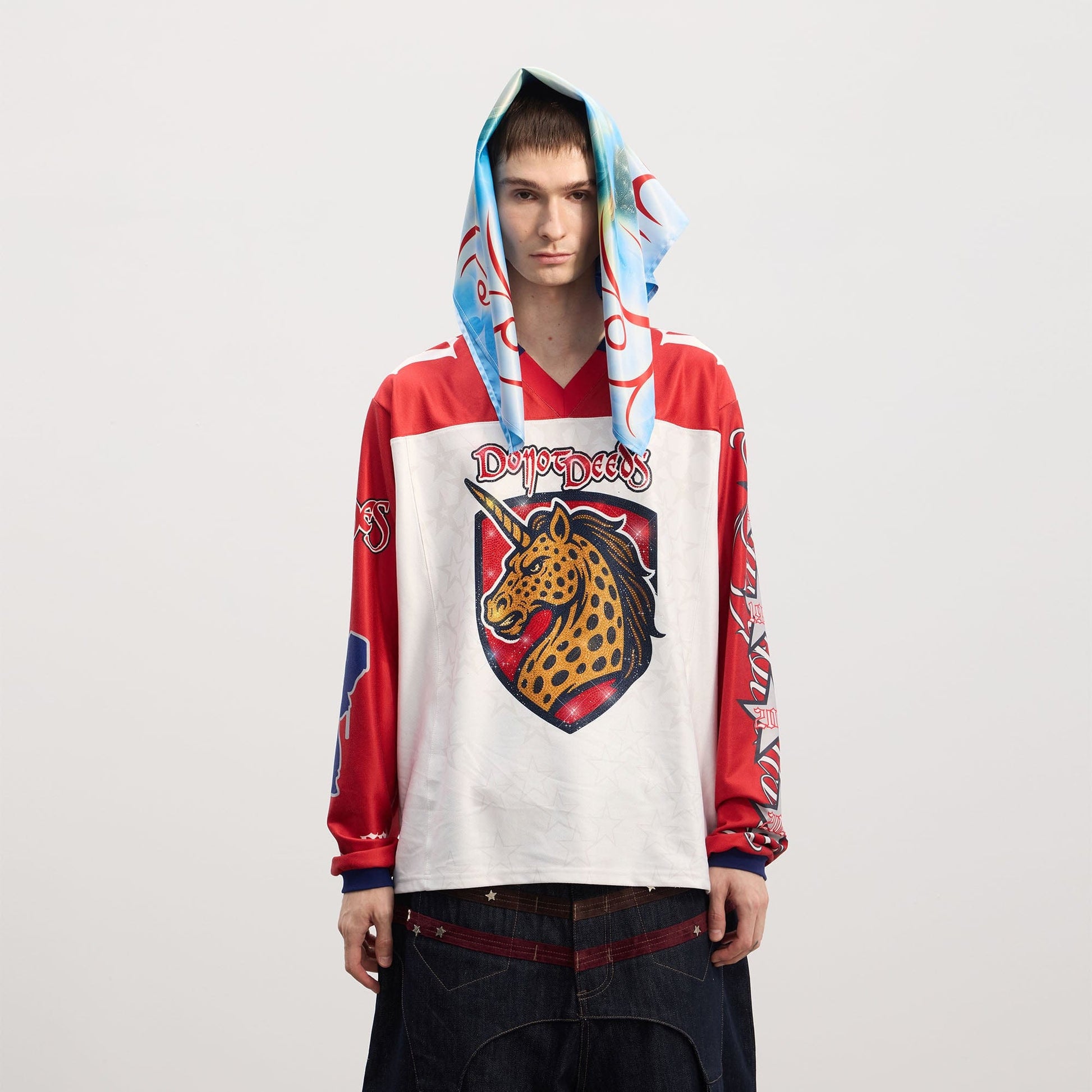 DND4DES Unicorn Rhinestone Hockey Jersey-L/S Tee-S (Preorder)-Free Shipping Leatheretro