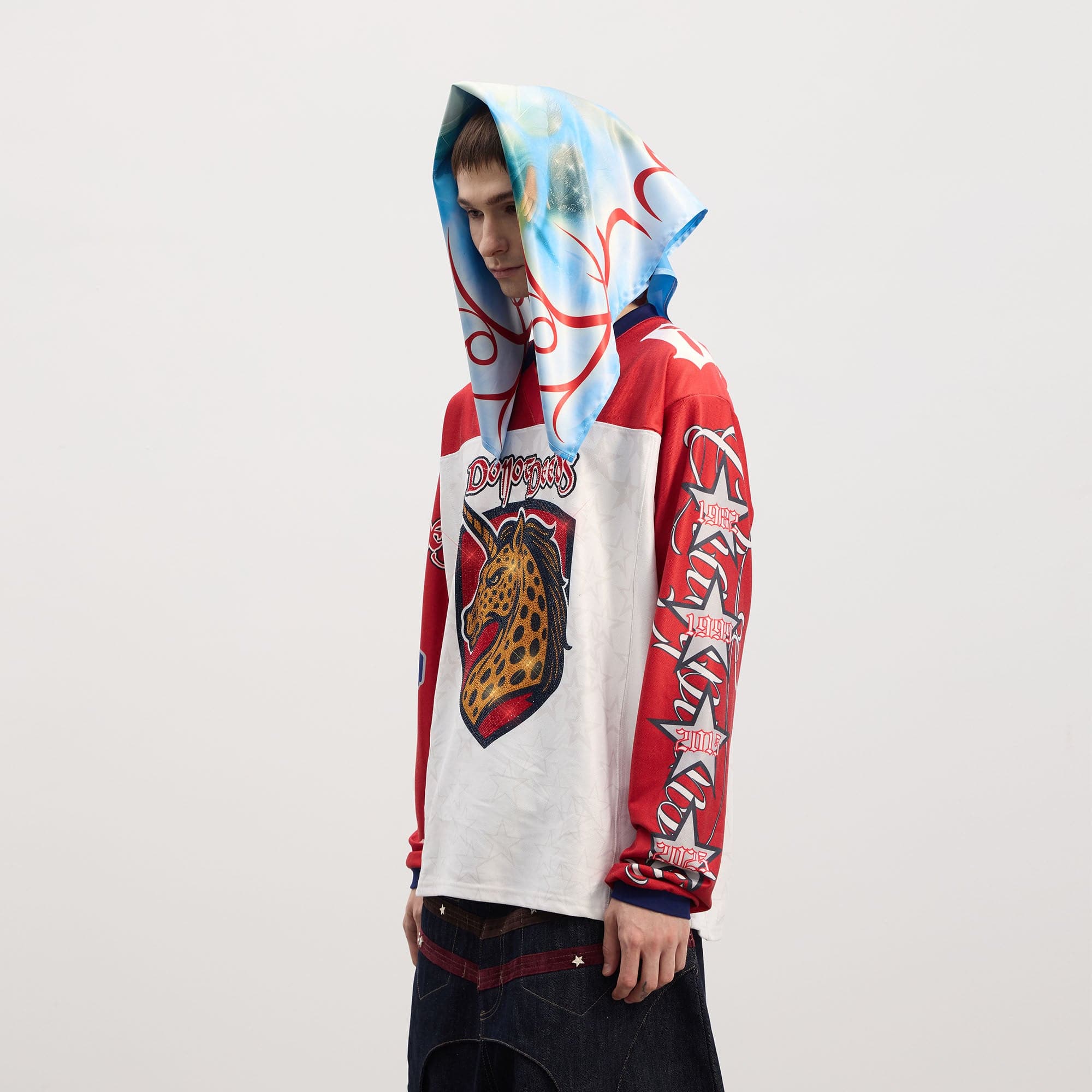 DND4DES Unicorn Rhinestone Hockey Jersey-L/S Tee-S (Preorder)-Free Shipping Leatheretro