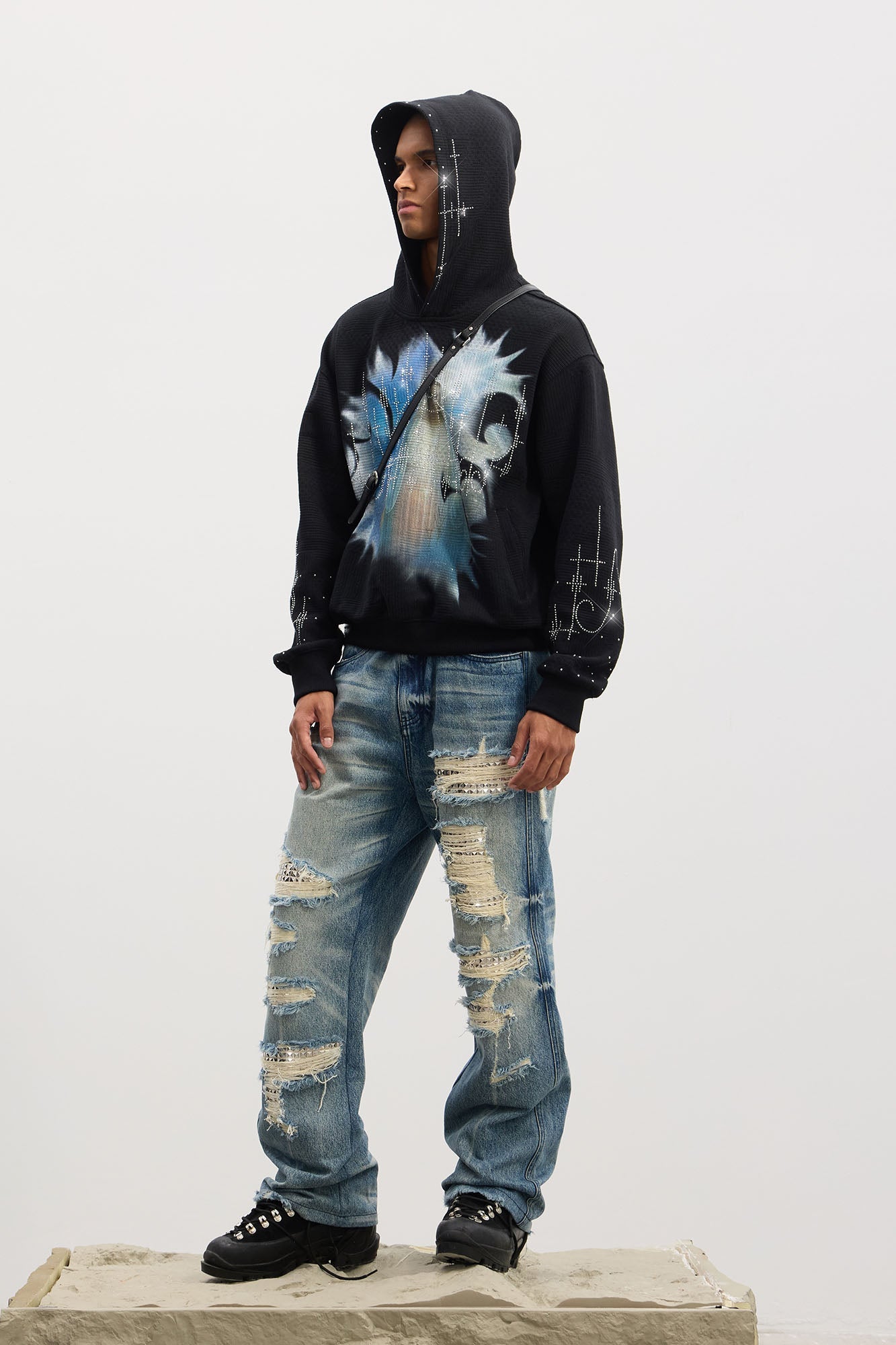 DND4DES Ripped Studded Flared Jeans-Jeans-S (Preorder)-Free Shipping Leatheretro