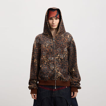 DND4DES Cartoon Rhinestone Leopard Zip-Up Hoodie-Jacket-S-Free Shipping Leatheretro