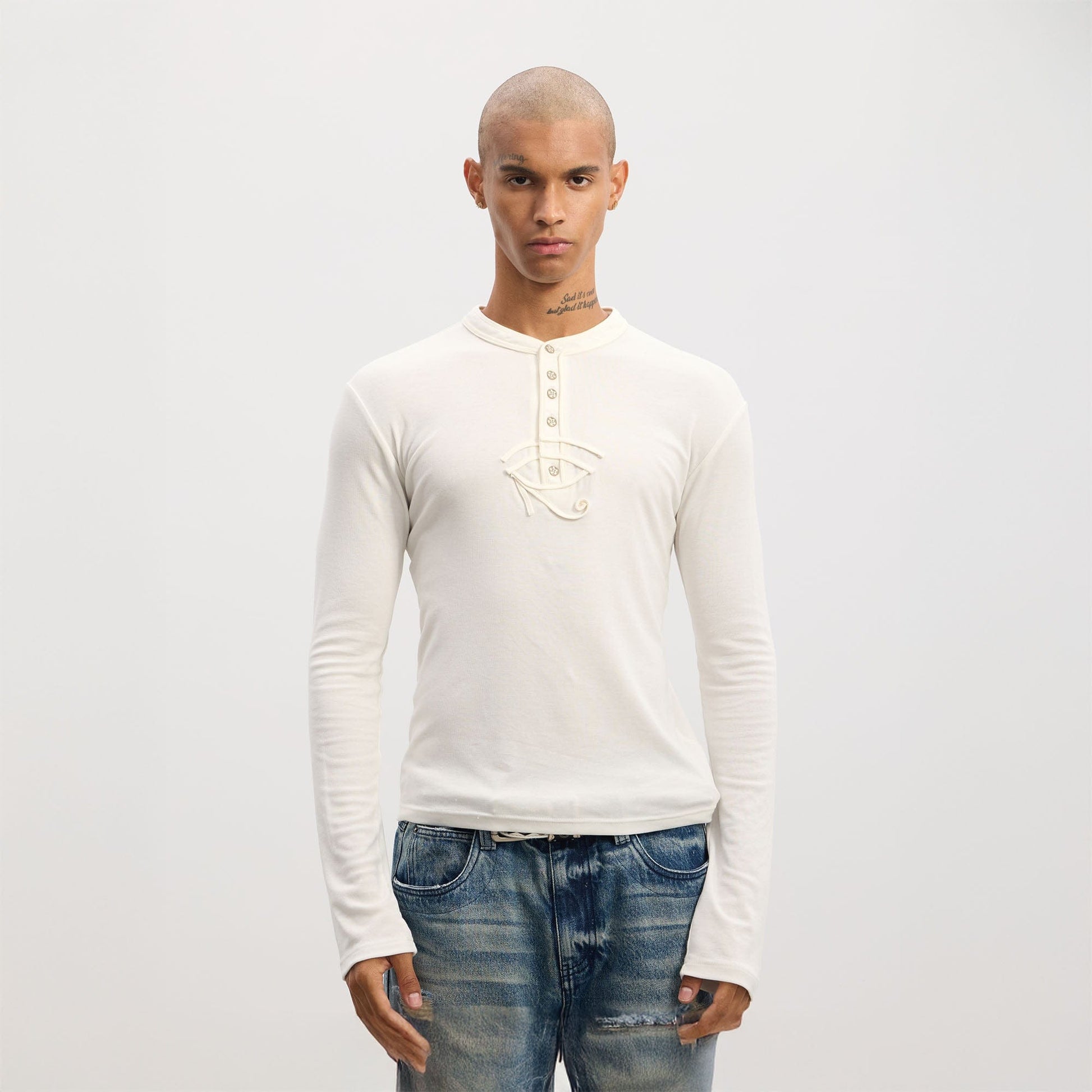 DND4DES Eye of Horus Henley Long-Sleeve Tee-L/S Tee-S-Free Shipping Leatheretro