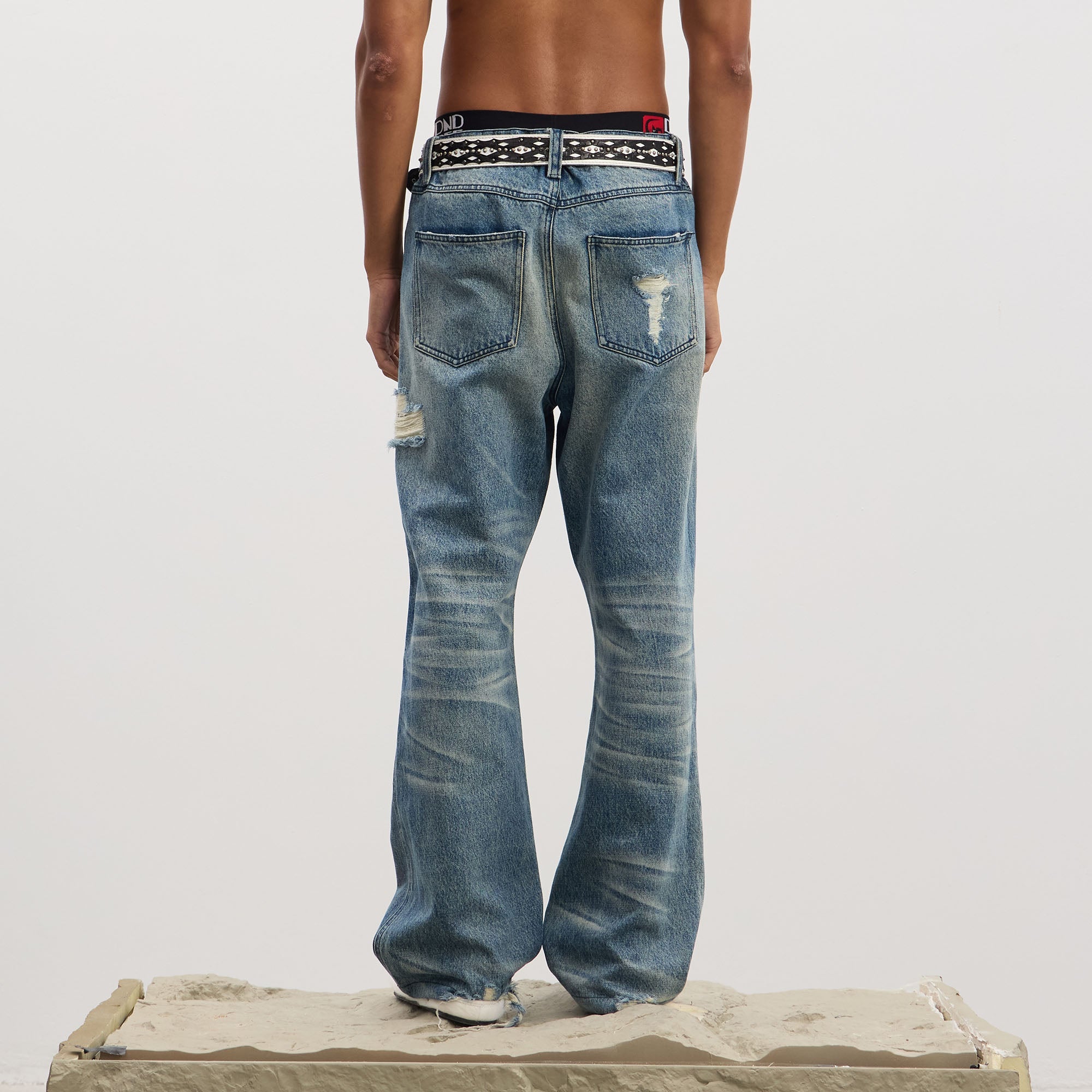 DND4DES Ripped Studded Flared Jeans-Jeans-S (Preorder)-Free Shipping Leatheretro